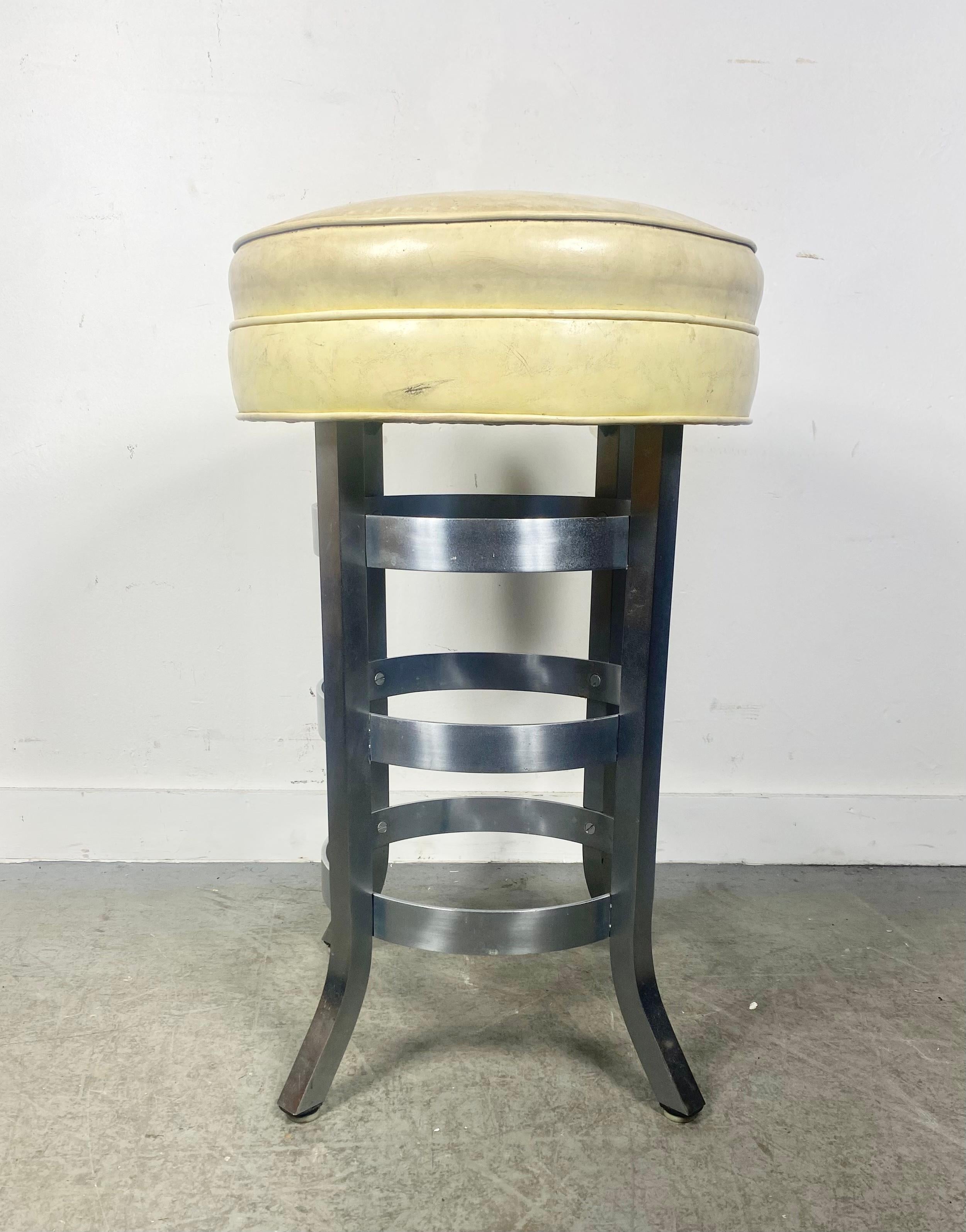 Art Deco / Machine Age bar, counter stool attributed to Gilbert Rhode  For Sale 2
