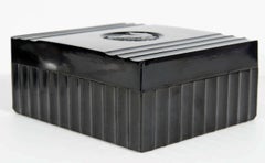 Art Deco Machine Age Black Bakelite Box with a Bas Relief Pegasus Center