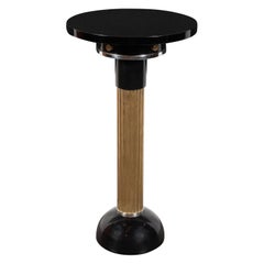 Art Deco Machine Age Black Lacquer, Enamel, Brass and Chrome Drinks Table