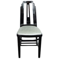 Art Deco Machine Age Black Lacquer Skyscraper Style Occasional or Desk Chair
