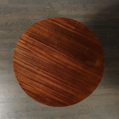 Art Deco Machine Age Bookmatched Walnut Gueridon Table w/ Black Lacquer Supports