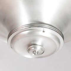 Art Deco Machine Age Brushed Aluminum Pendant Chandelier signed Edwin Guff