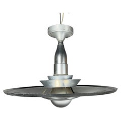 Art Deco, Machine Age Brushed Aluminum "saturn" Hanging Pendant Chandelier