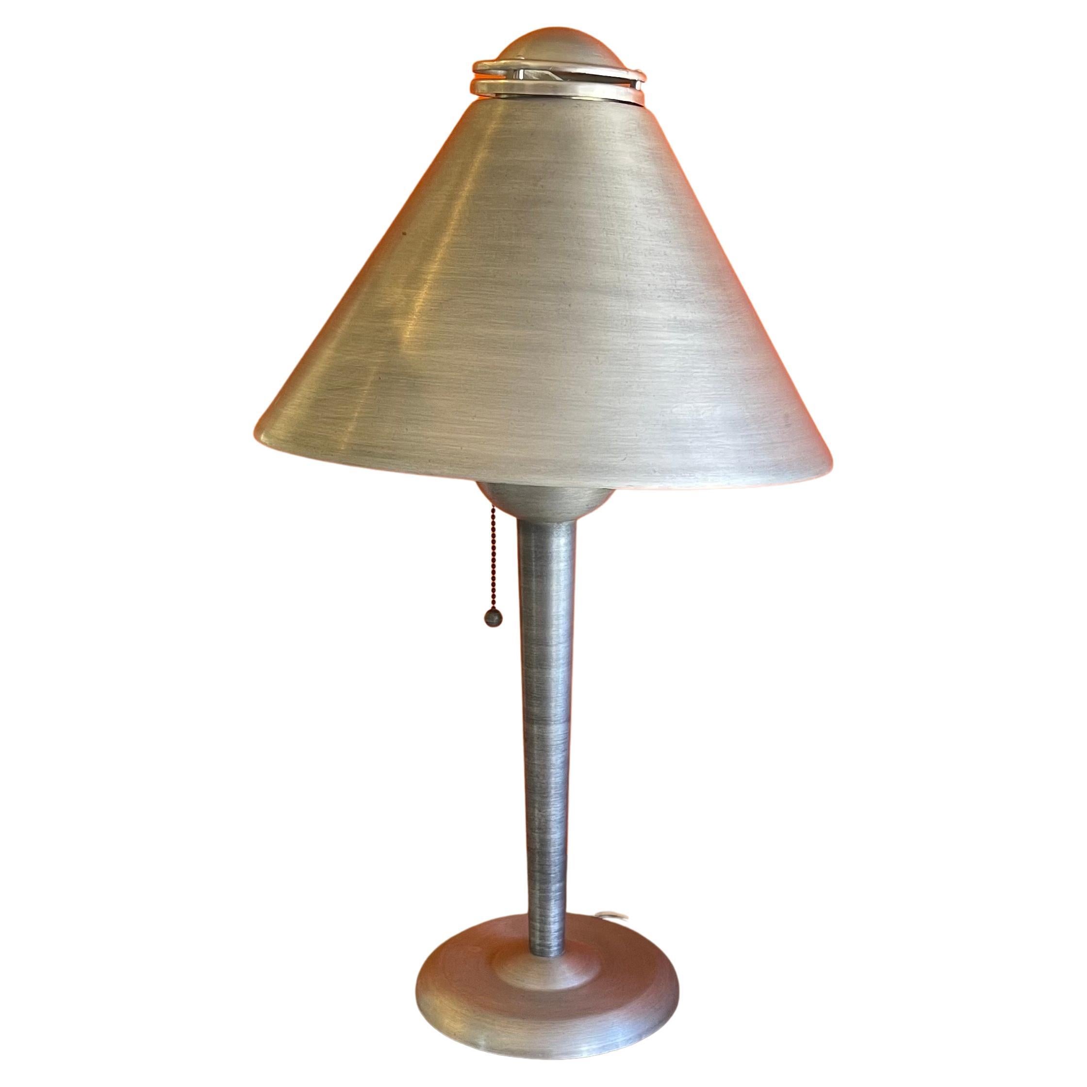 Art Deco Machine Age Brushed Aluminum Table Lamp by Soundrite Corporation For Sale 4
