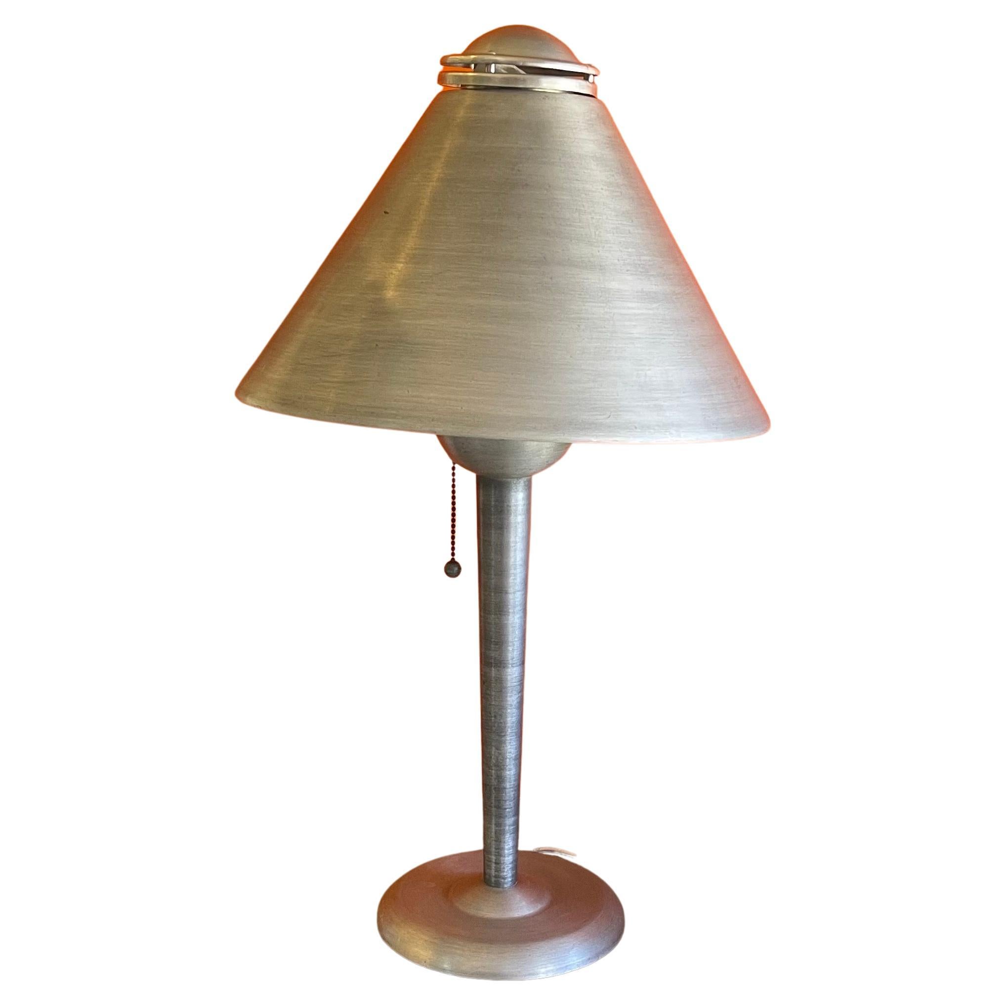 Art Deco Machine Age Brushed Aluminum Table Lamp by Soundrite Corporation