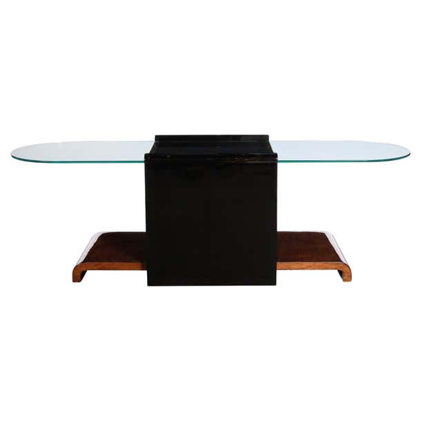 Art Deco Machine Age Bullet Form Glass Top Cocktail Table in Book ...