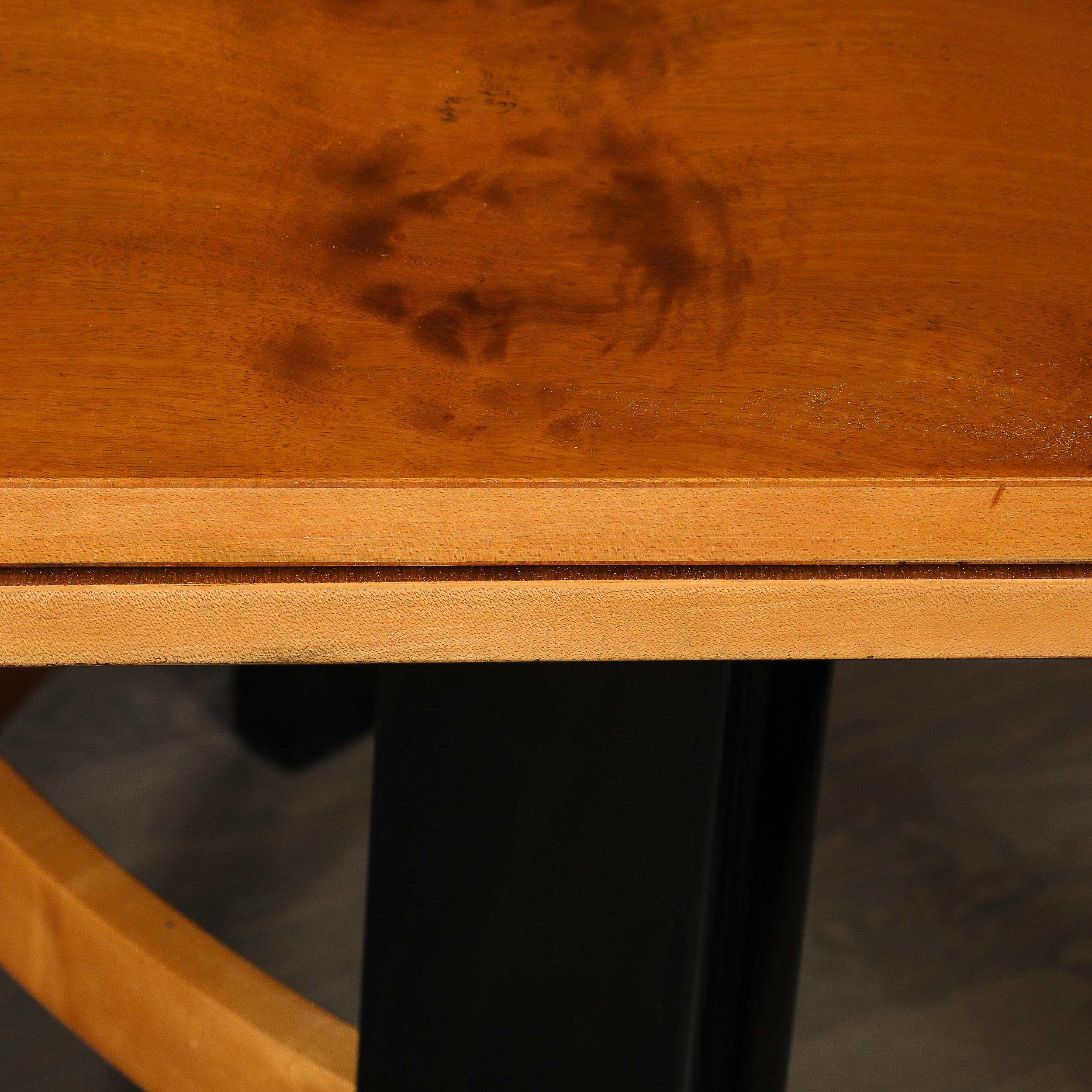 Art Deco Machine Age Carpathian Elm Expanding Leaf Dining Table by Donald Deskey 4