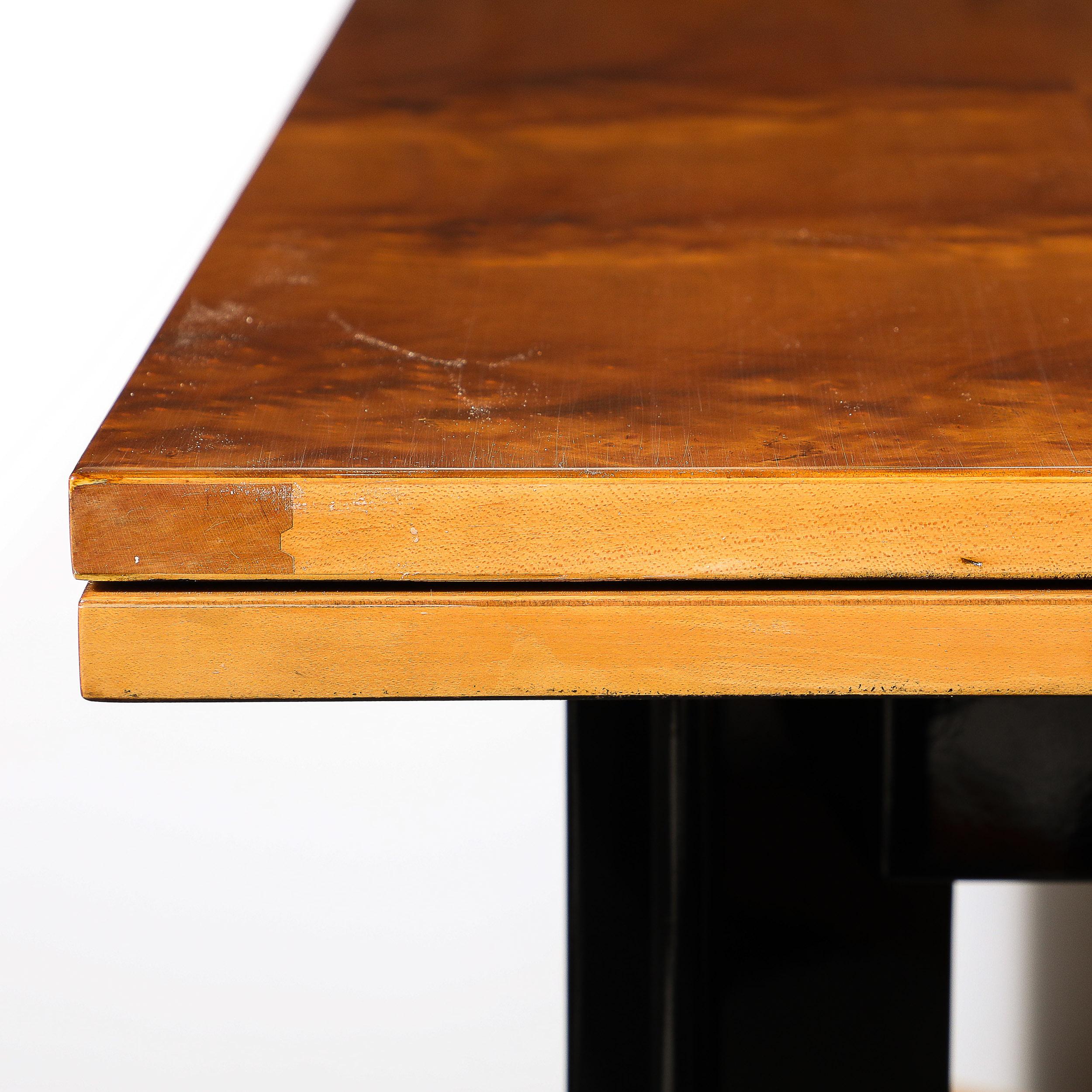 Art Deco Machine Age Carpathian Elm Expanding Leaf Dining Table by Donald Deskey 8