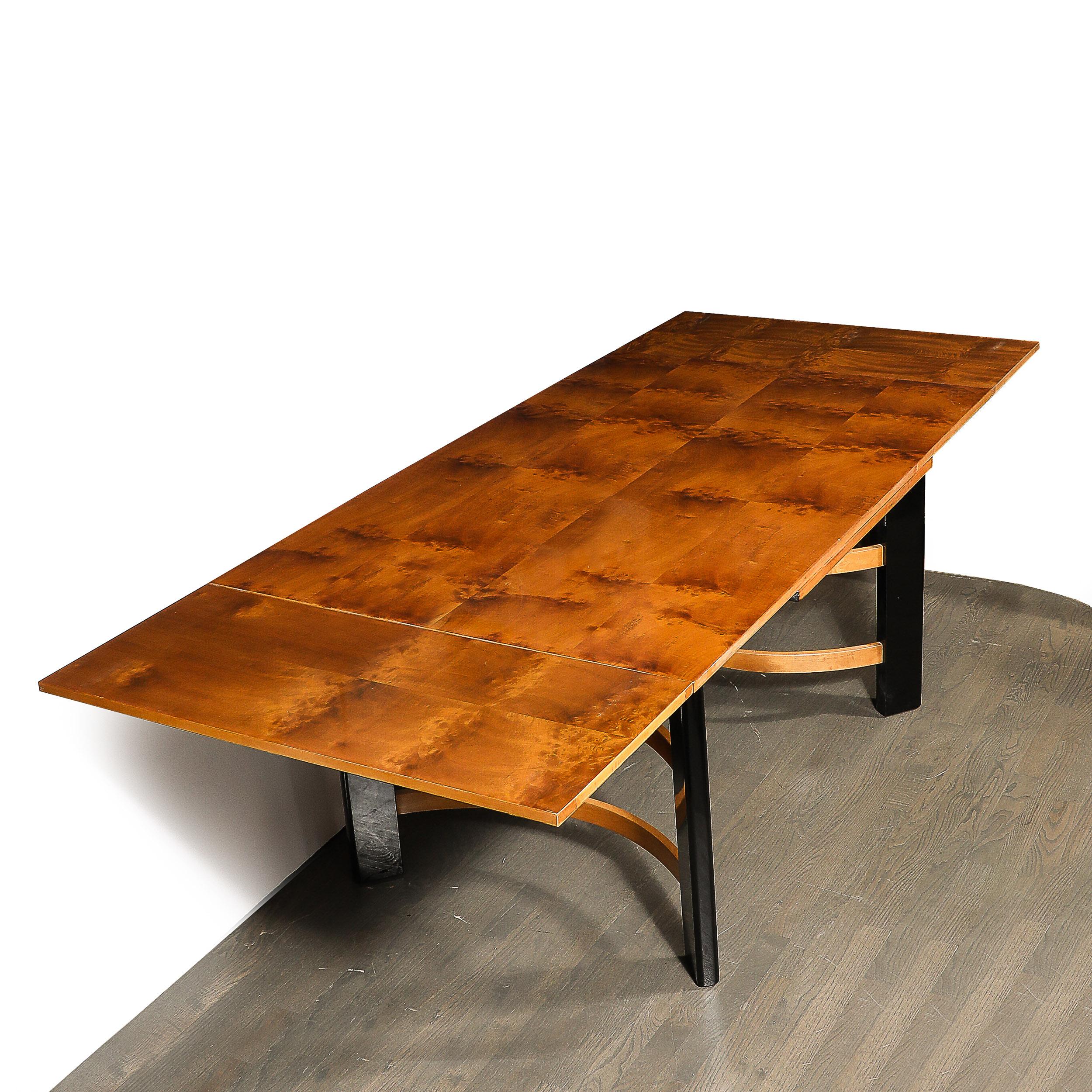 Art Deco Machine Age Carpathian Elm Expanding Leaf Dining Table by Donald Deskey In Excellent Condition In New York, NY