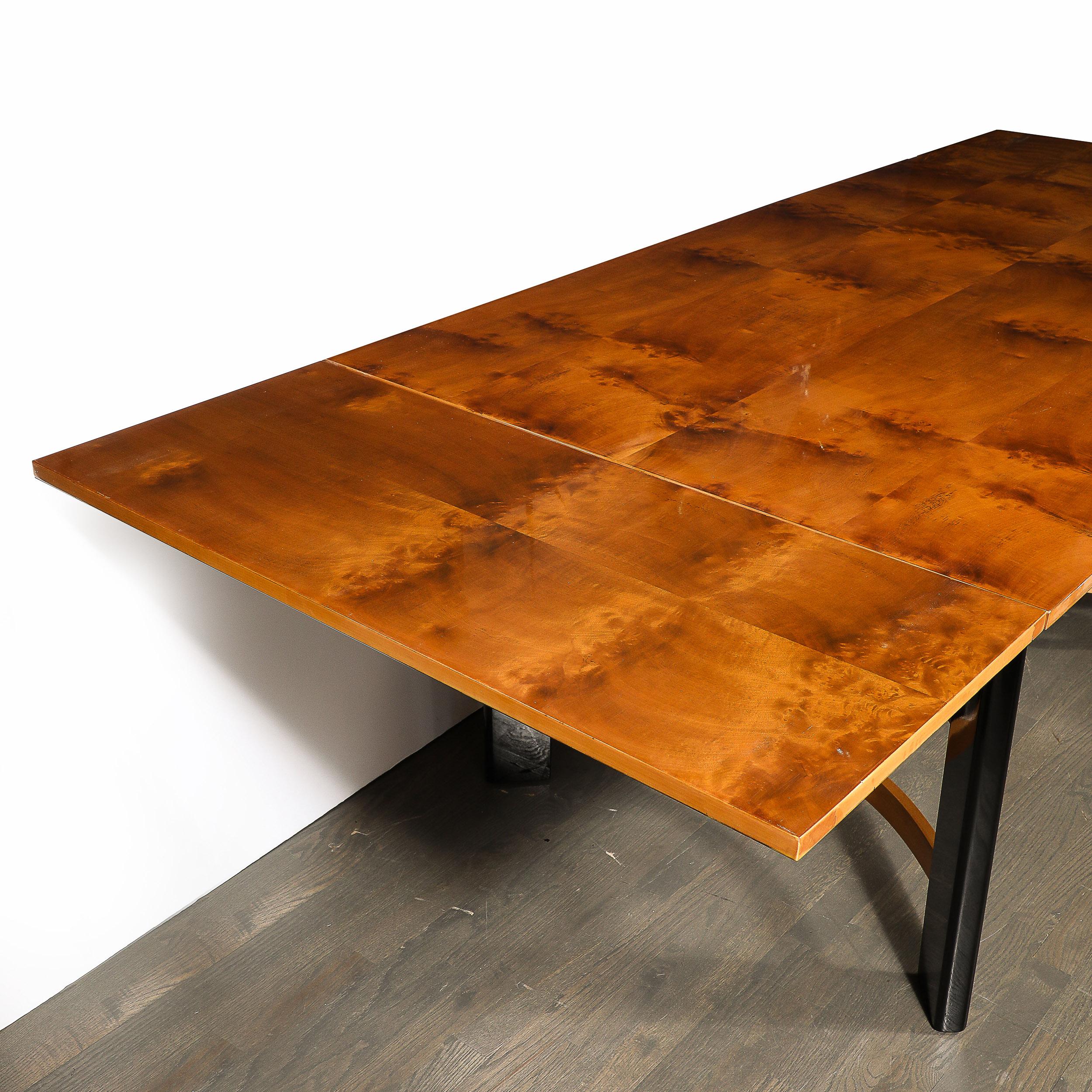 Mid-20th Century Art Deco Machine Age Carpathian Elm Expanding Leaf Dining Table by Donald Deskey