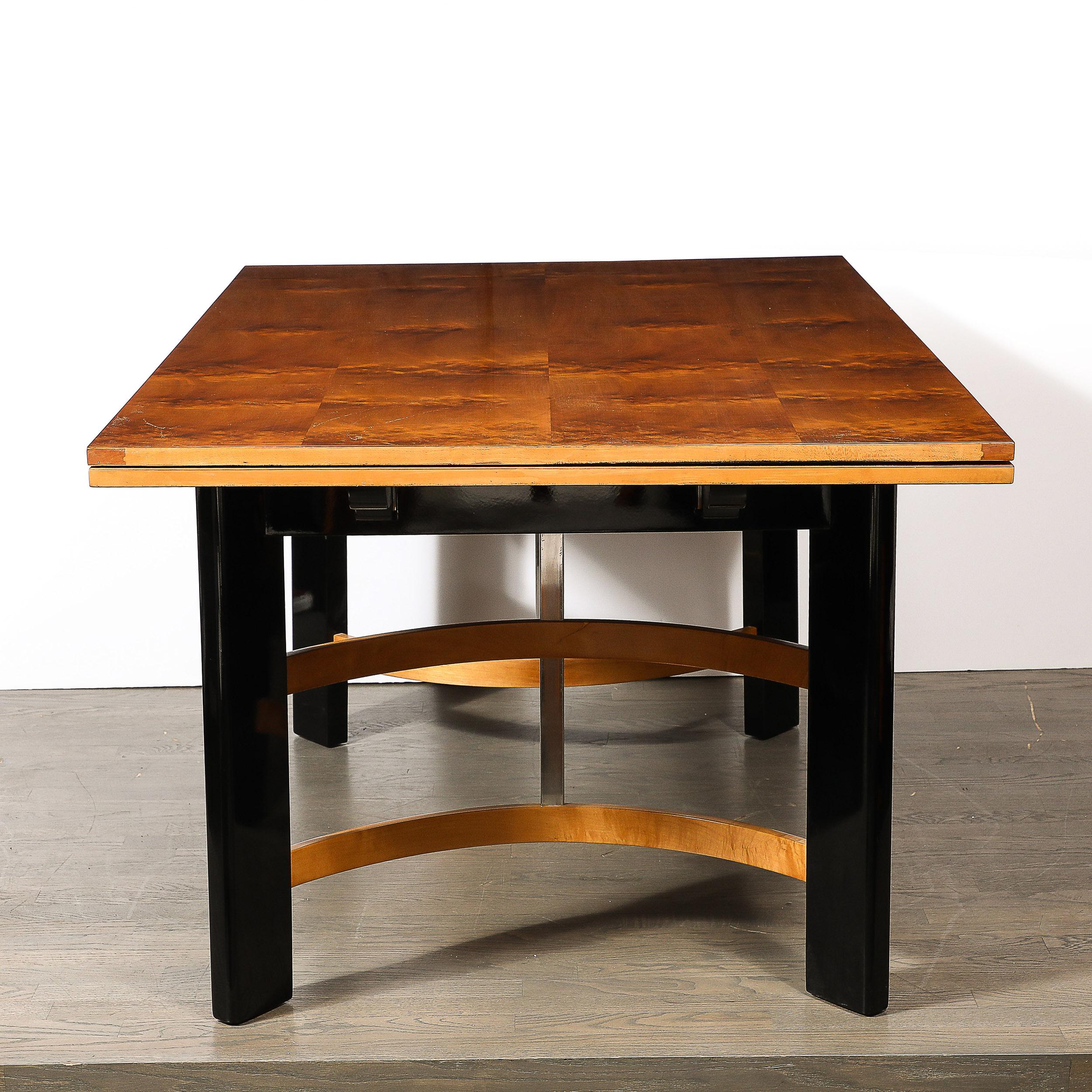 Art Deco Machine Age Carpathian Elm Expanding Leaf Dining Table by Donald Deskey 1