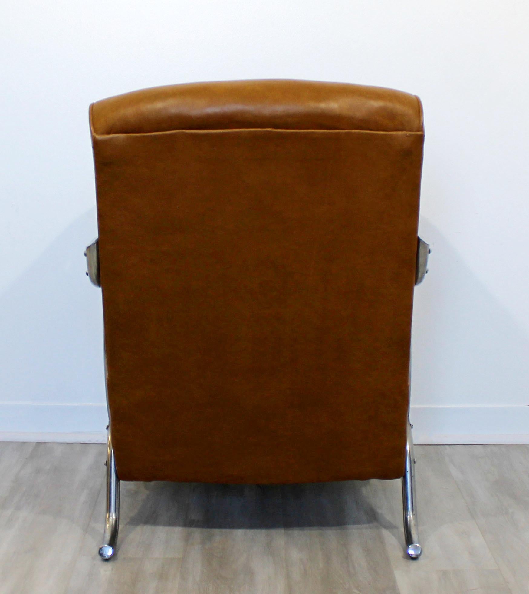 Art Deco Machine Age Carved Wood and Curved Chrome Lounge Armchair, 1940s 2