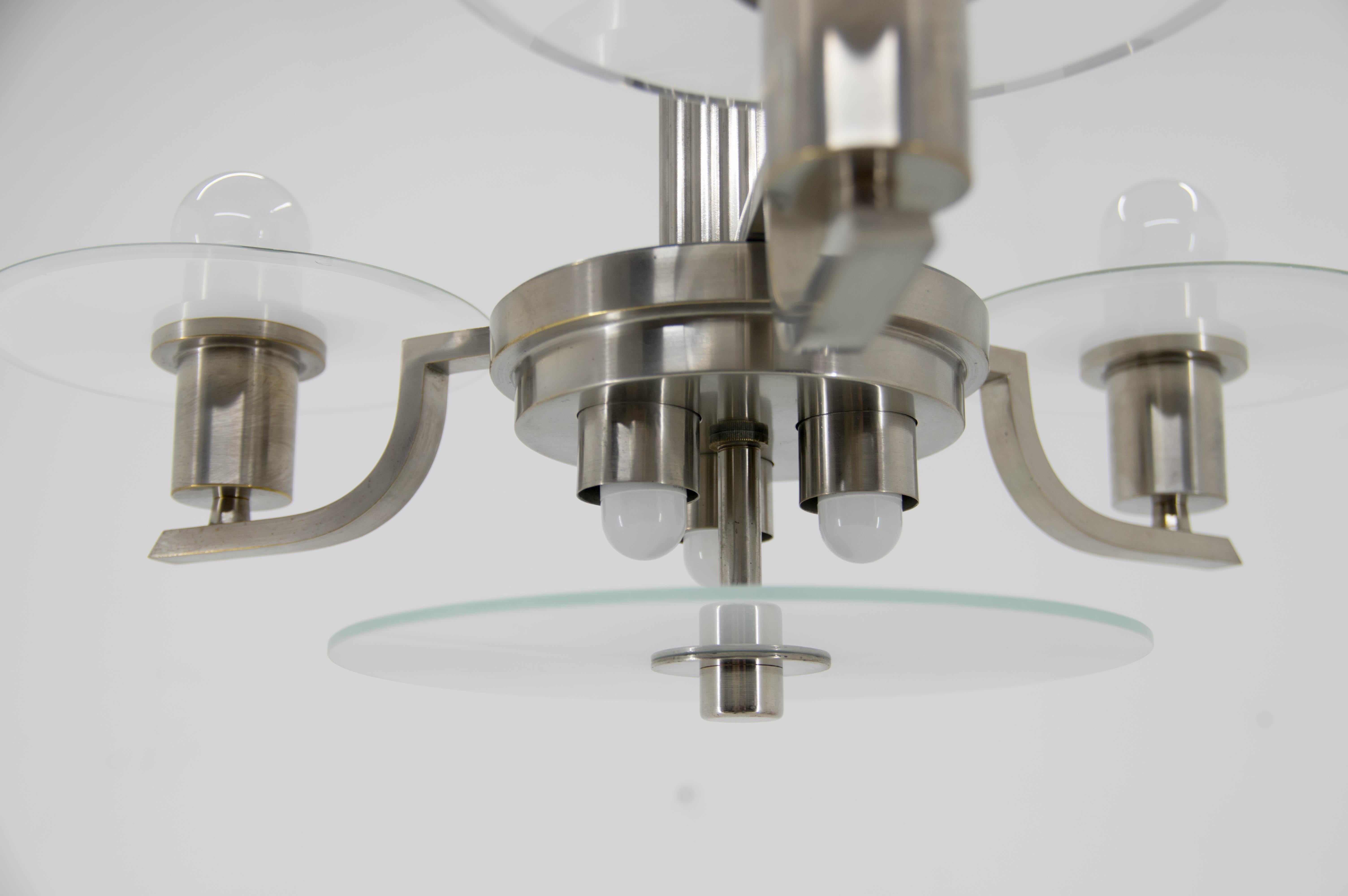 Art Deco / Machine Age Chandelier, 1930, Restored For Sale 5