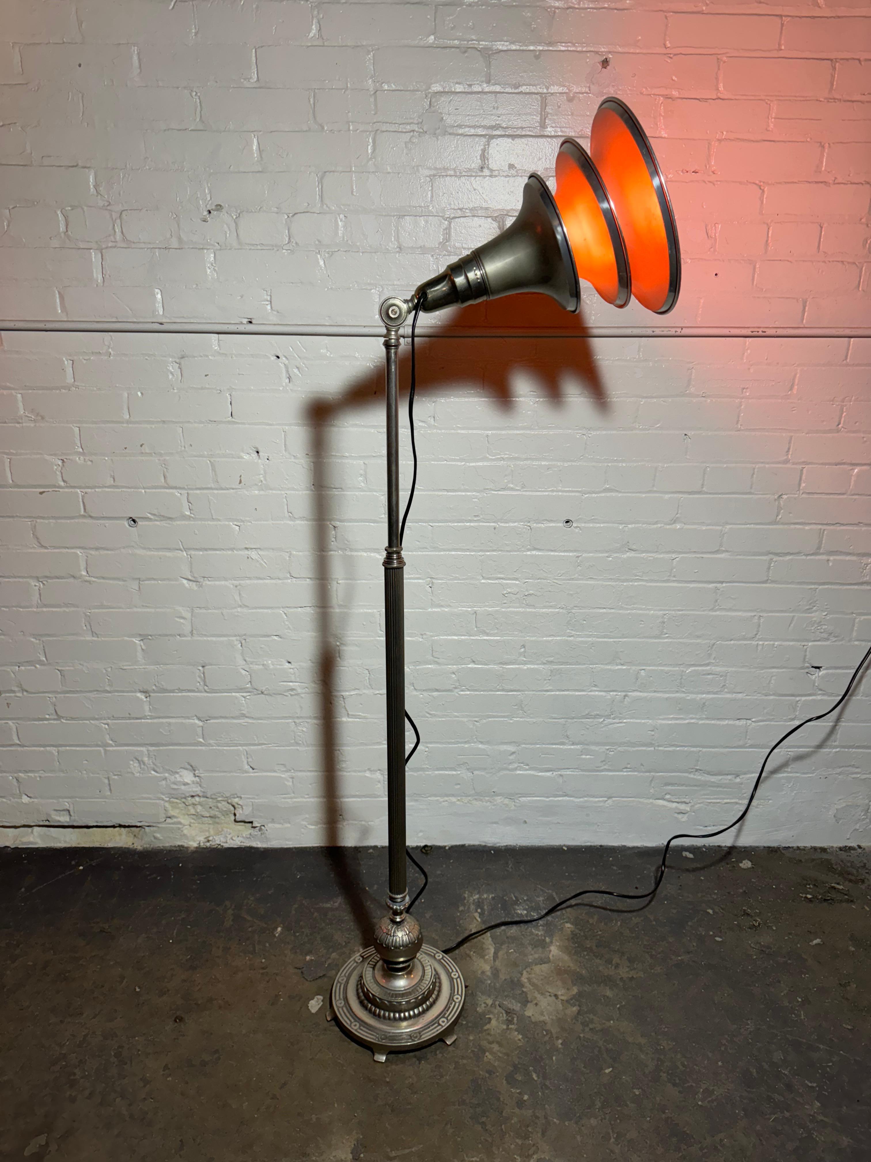 Cast Art Deco / Machine Age Chrome and Aluminum Triple-Tier Torchere'