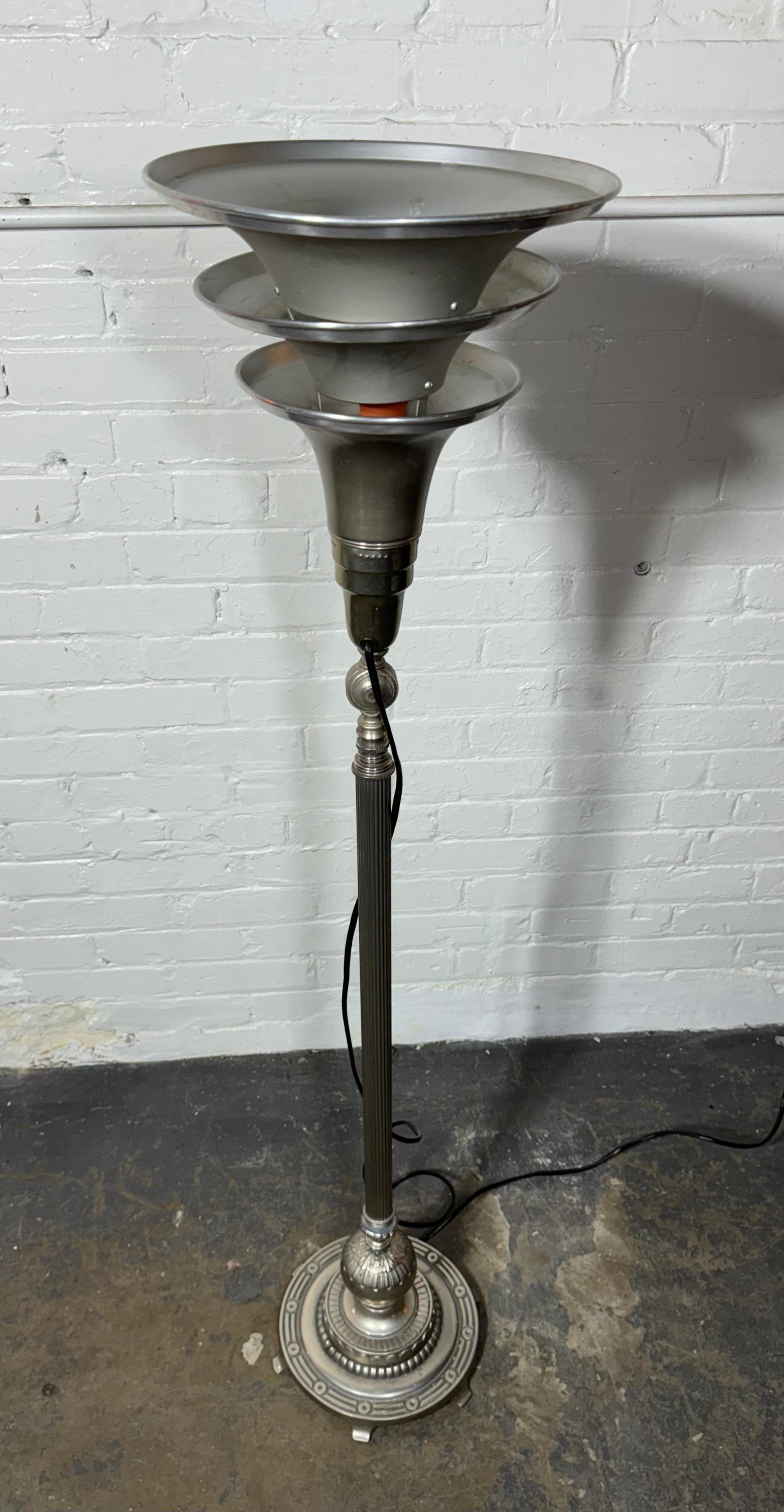 Art Deco / Machine Age Chrome and Aluminum Triple-Tier Torchere' 1