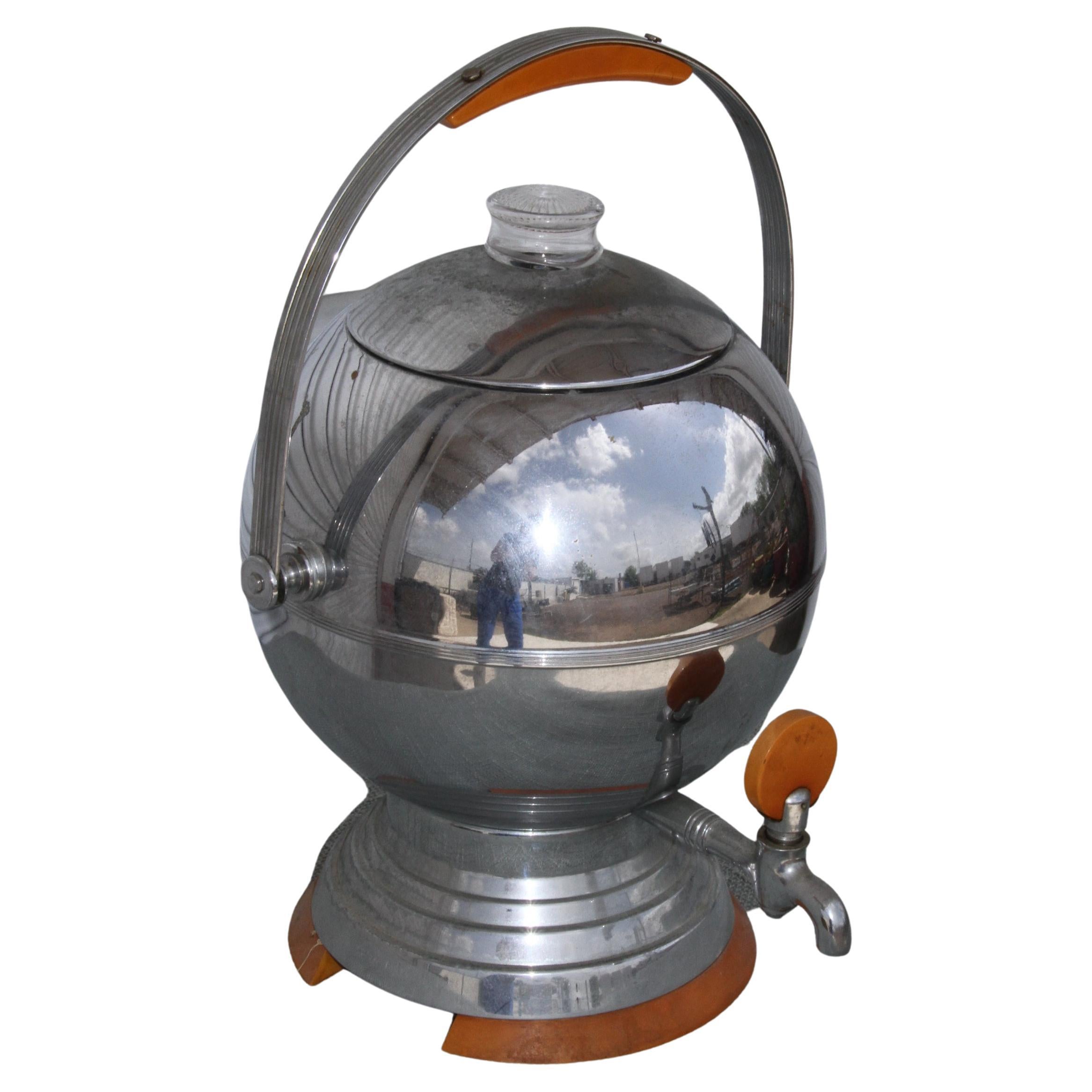 Art Deco Machine Age Chrome and Bakelite Coffee Orb by Manning Bowman Ca. 1930s For Sale