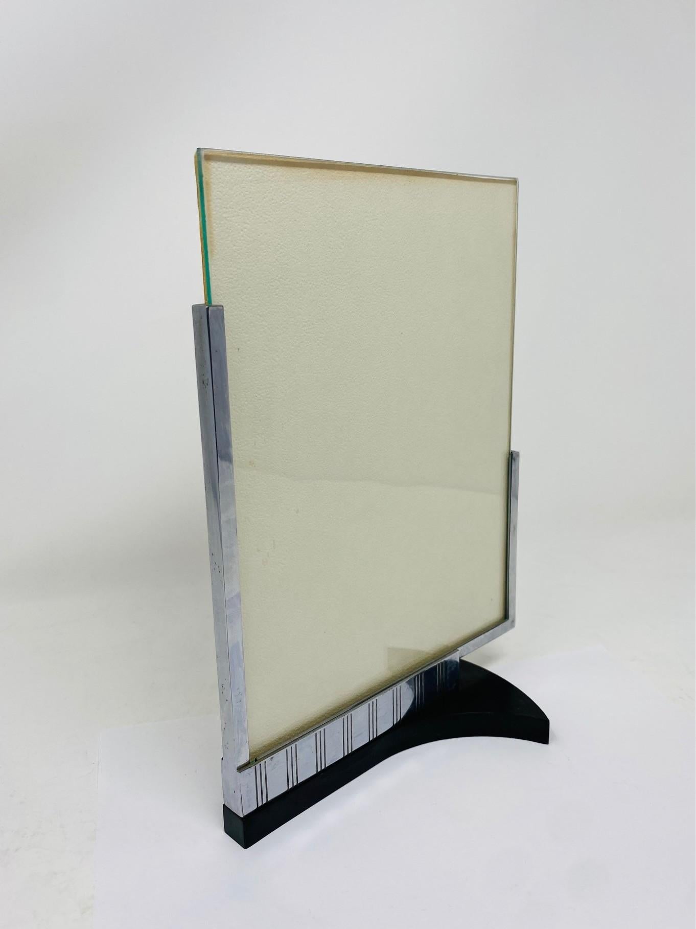 American Art Deco Machine Age Chrome and Black Bakelite Picture Photo Frame by Dura Frame