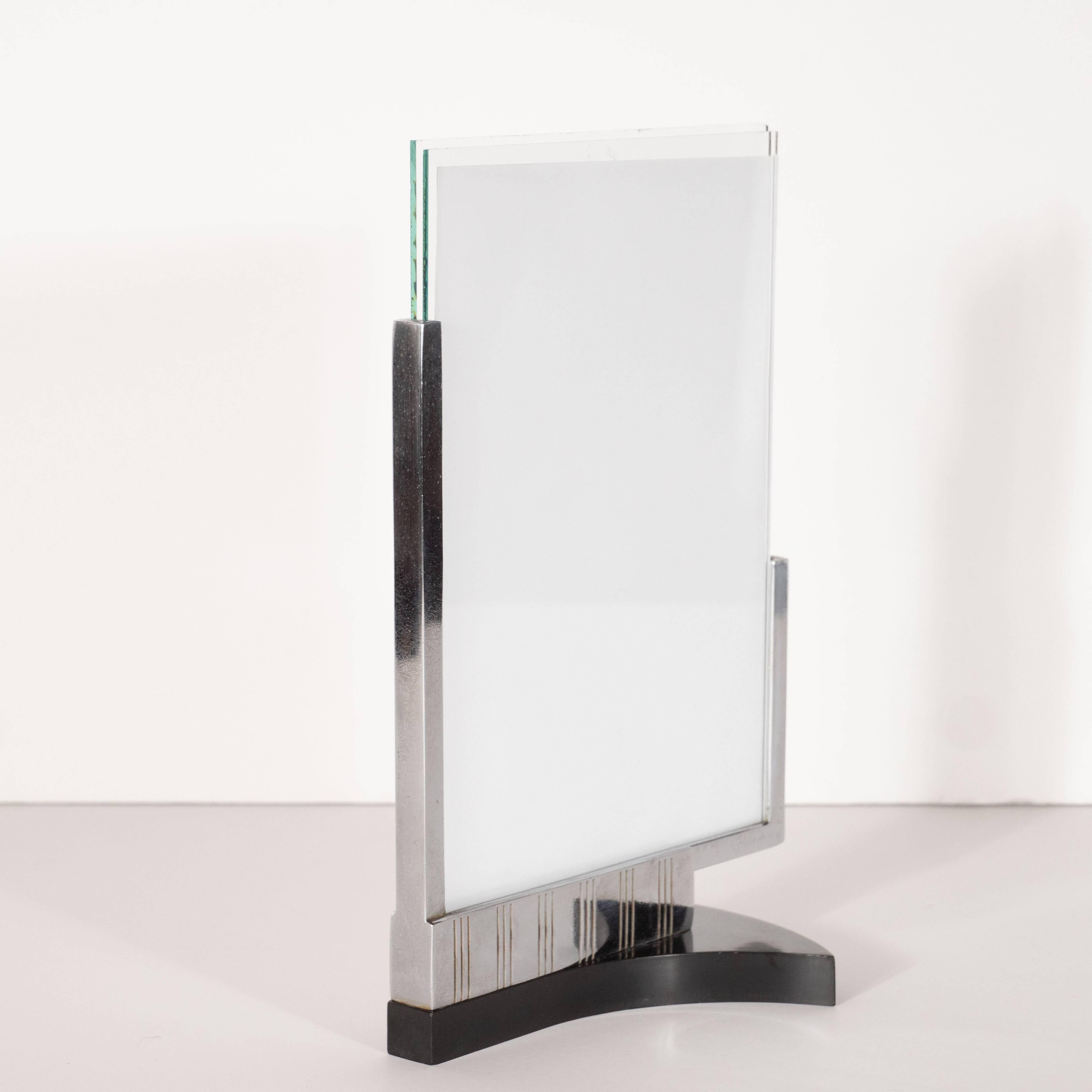 American Art Deco Machine Age Chrome and Black Bakelite Picture Frame by Dura Frame