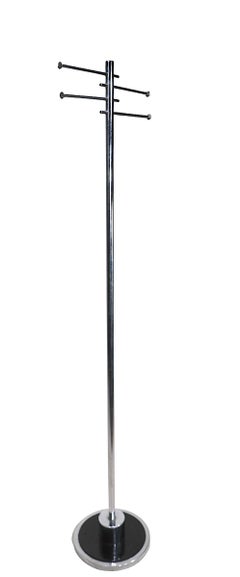 Art Deco Machine Age Chrome and Black Coat Rack c. `1930's