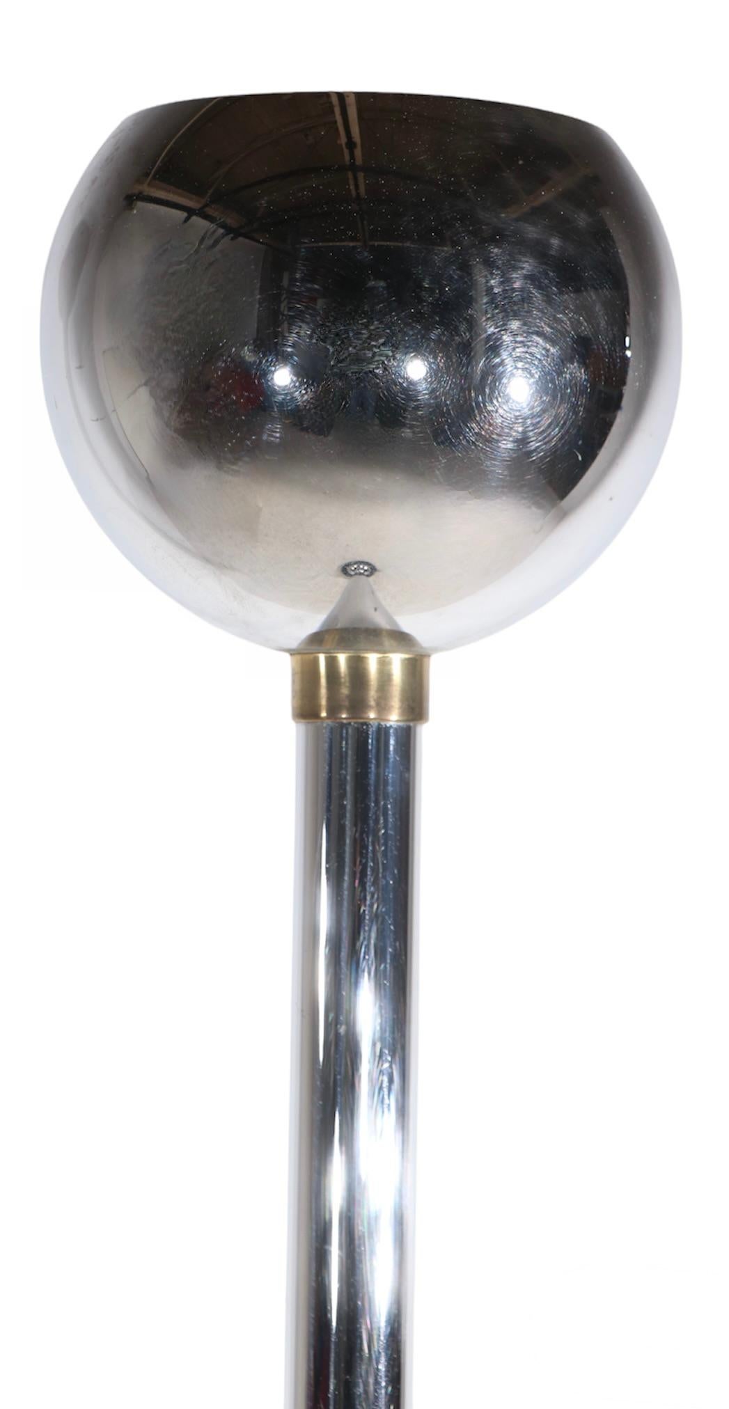 Art Deco Machine Age Chrome and Black Torchiere Uplight Floor Lamp, Ca. 1930's For Sale 3