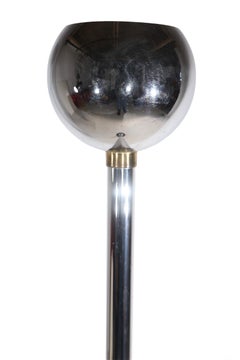 Art Deco Machine Age Chrome and Black Torchiere Uplight Floor Lamp, Ca. 1930's