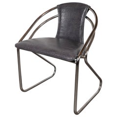 Art Deco Machine Age Chrome and Gauffraged Crocodile Leather Chair