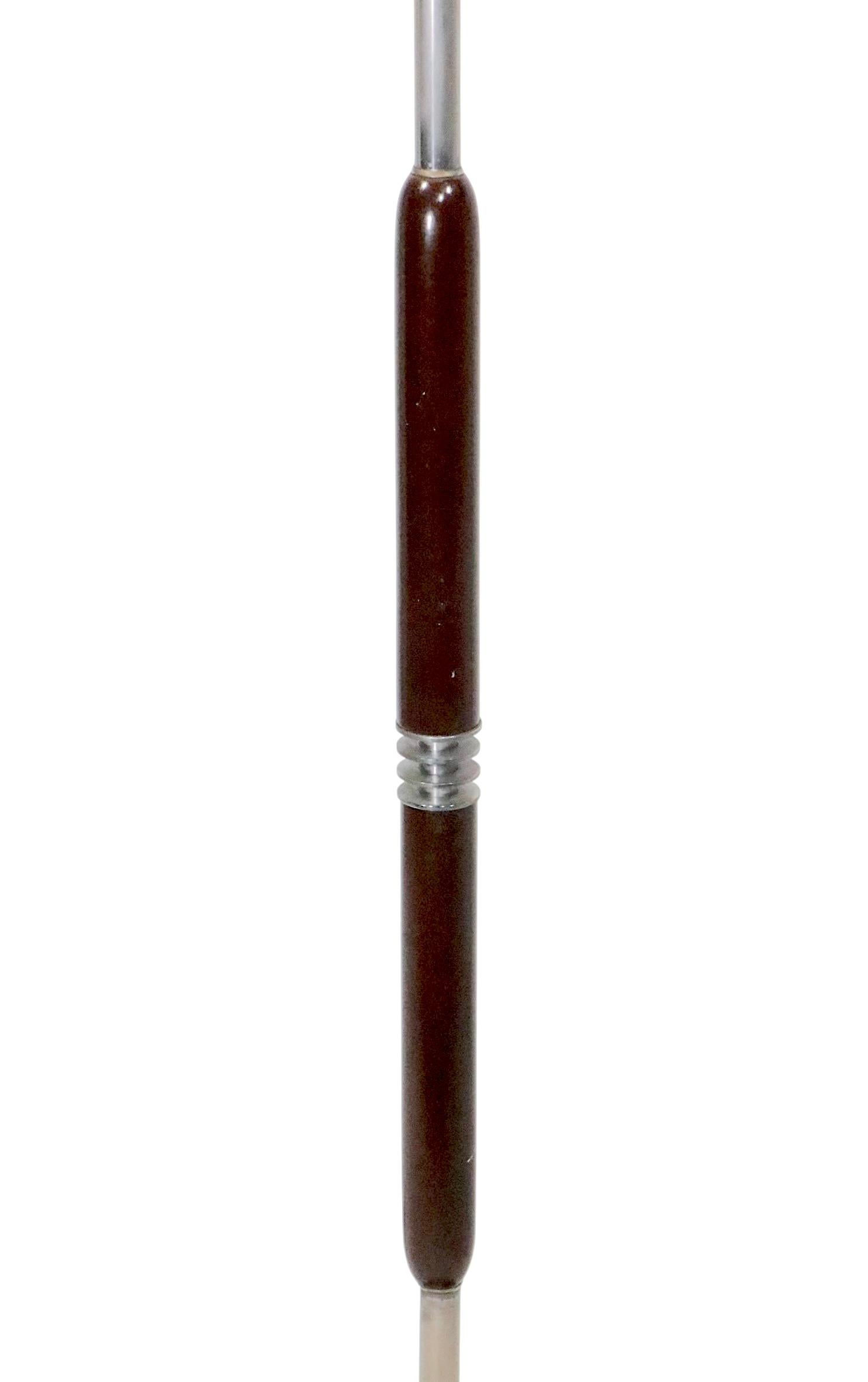 Américain Art Deco Machine Age Chrome and Wood Floor Lamp after Rohde c. 1930's en vente