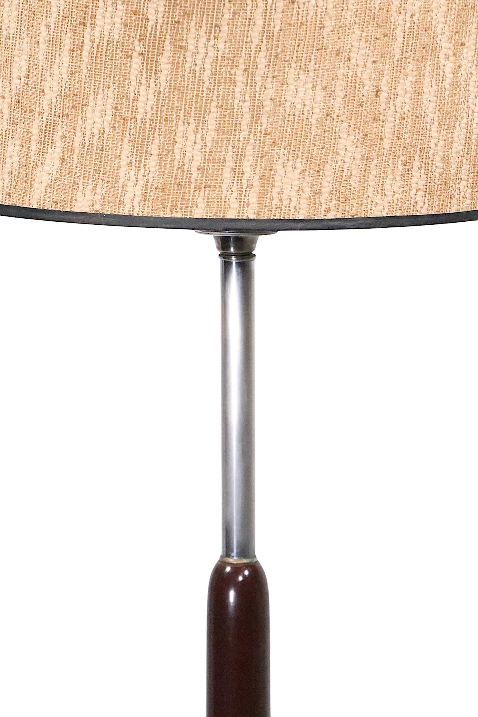 Métal Art Deco Machine Age Chrome and Wood Floor Lamp after Rohde c. 1930's en vente