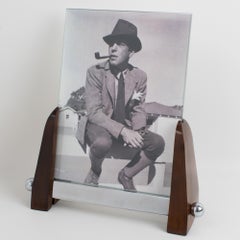 Art Deco Machine Age Chrome and Wood Picture Frame