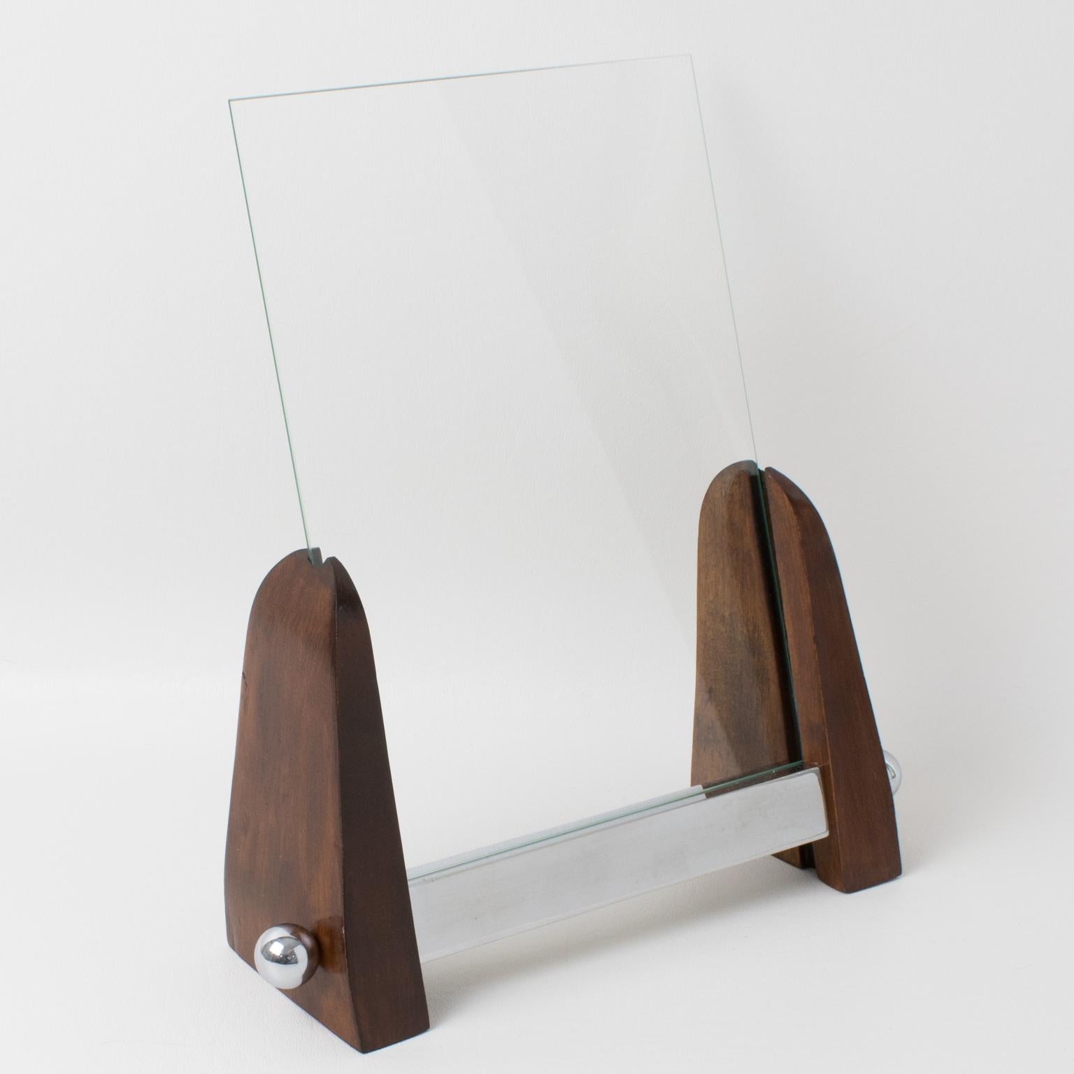 Art Deco Machine Age Chrome and Wood Picture Frame For Sale 2