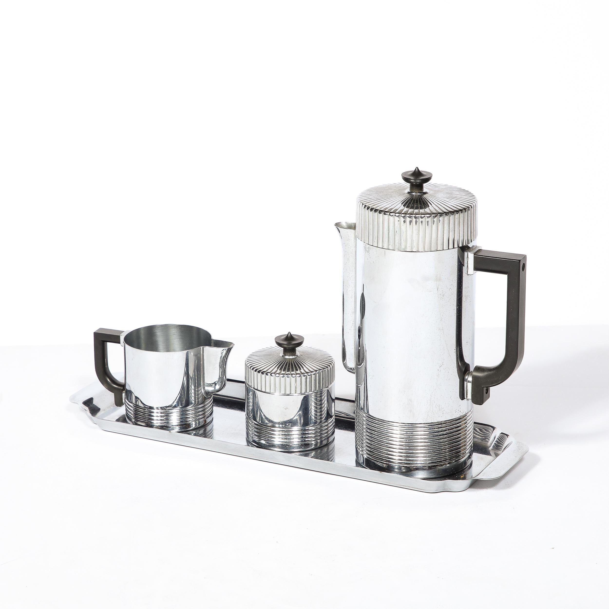 American Art Deco Machine Age Chrome Coffee Service with Bakelite Handles by Chase For Sale