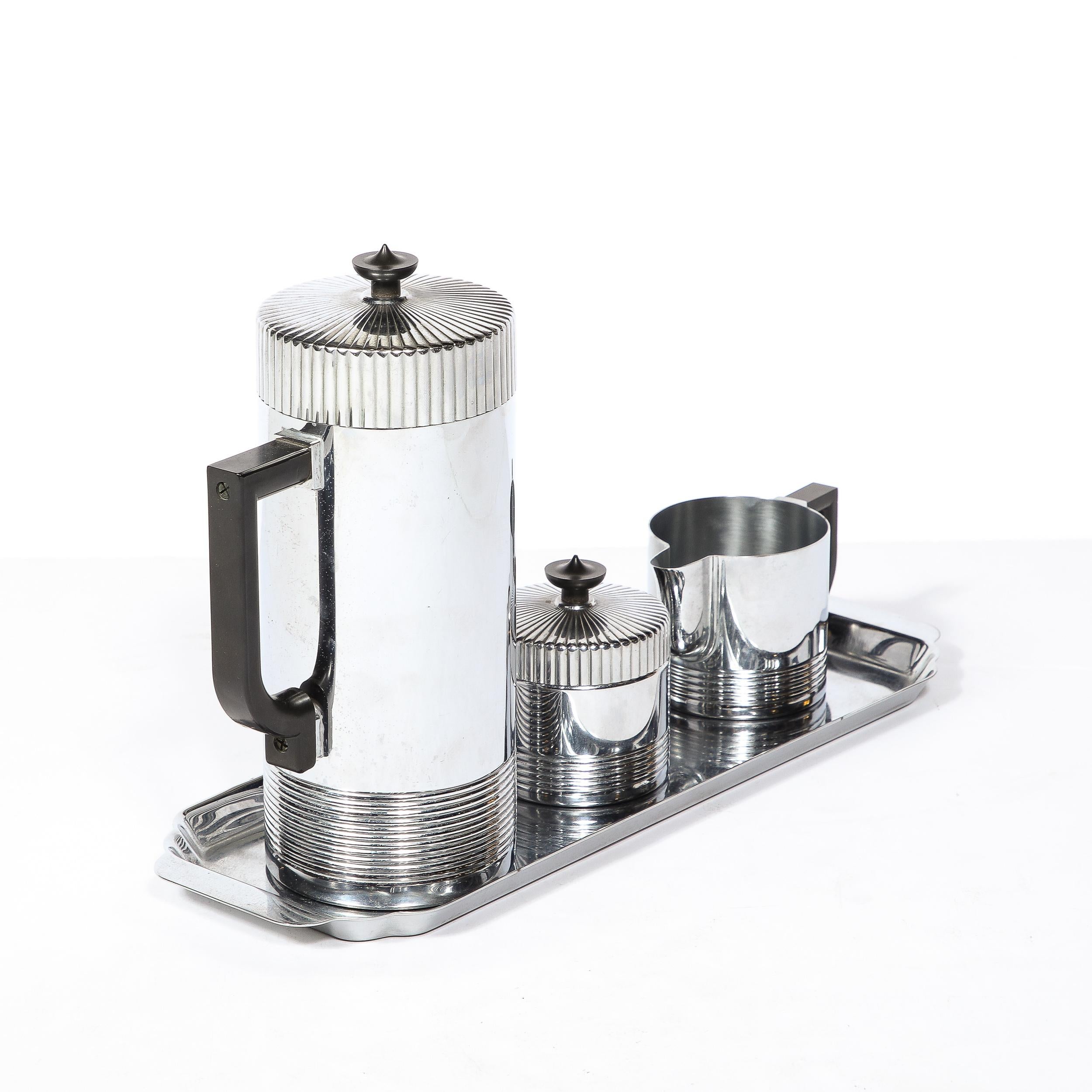 Art Deco Machine Age Chrome Coffee Service with Bakelite Handles by Chase In Excellent Condition For Sale In New York, NY