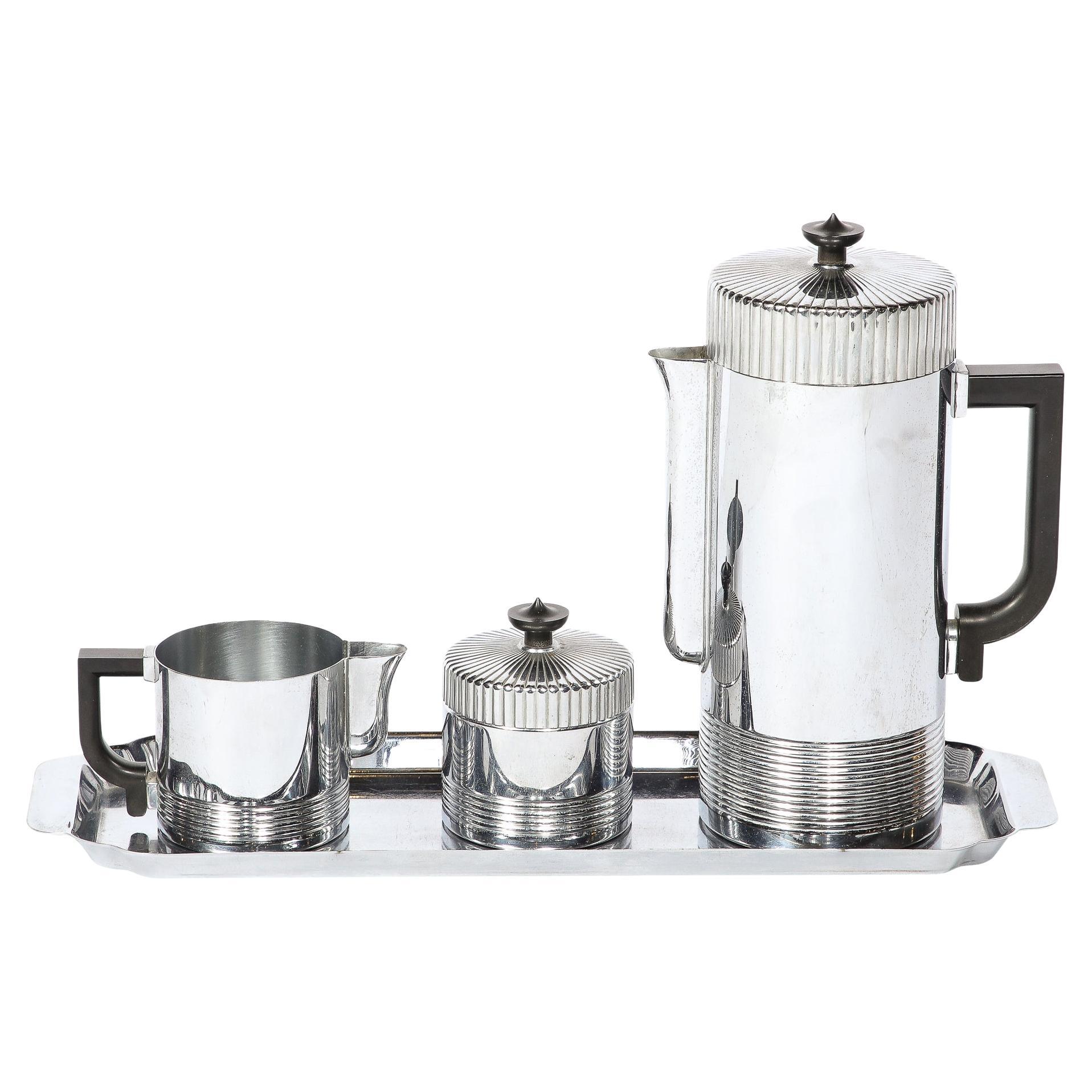 Art Deco Machine Age Chrome Coffee Service with Bakelite Handles by Chase For Sale