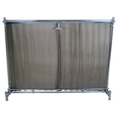 Retro Art Deco Machine Age Chrome Fireplace Screen