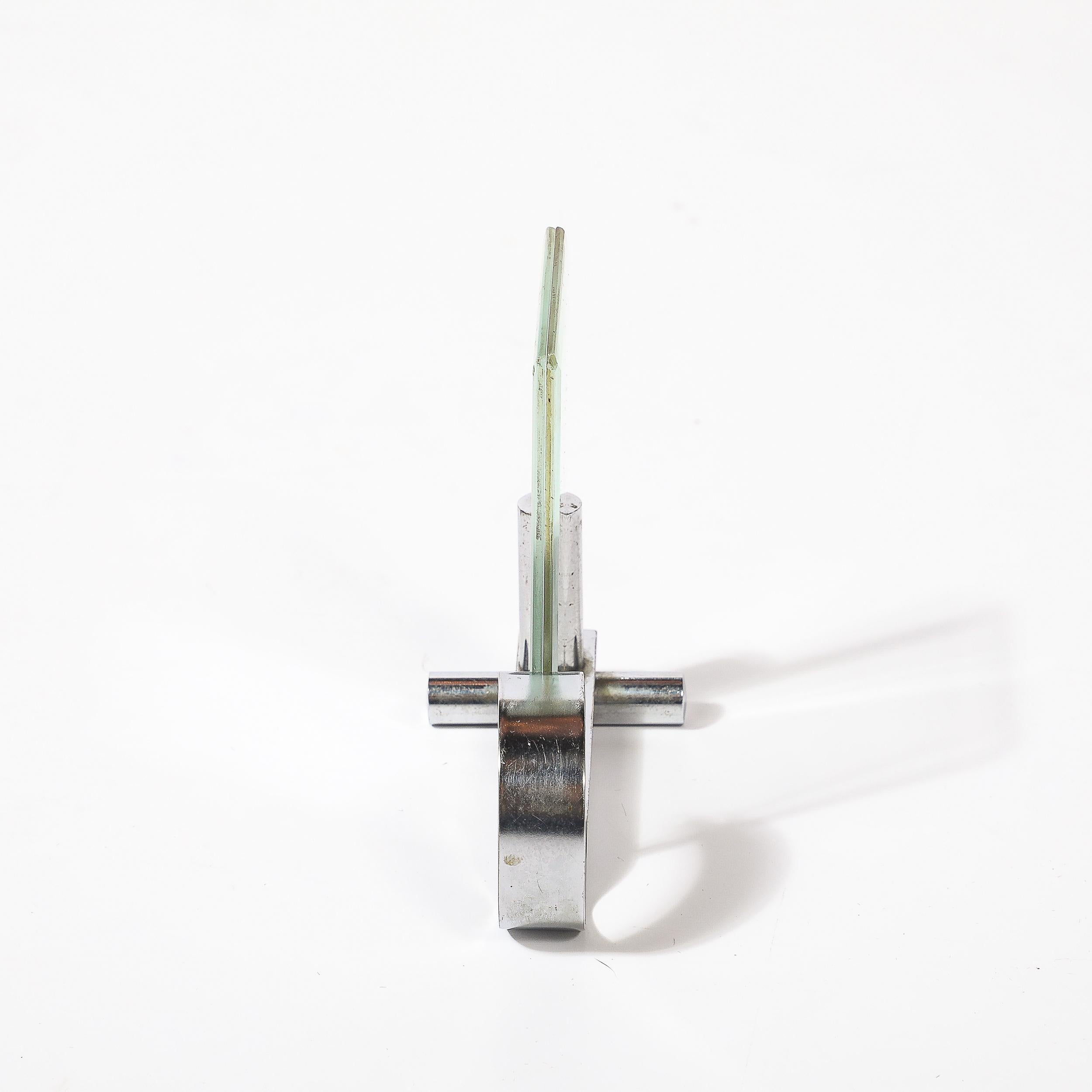 American Art Deco Machine Age Chrome & Glass Picture Frame with Loop Form Handle For Sale