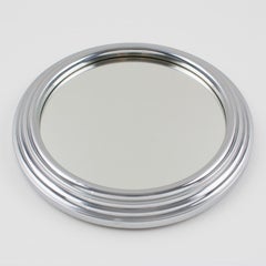 Art Deco Machine Age Chrome Mirror Barware Cocktail Tray