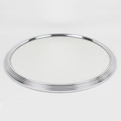 Art Deco Machine Age Chrome Mirror Barware Cocktail Tray