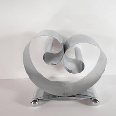 Art Deco Machine Age Chrome Scroll Form Magazine Stand with Ball Feet by Revere