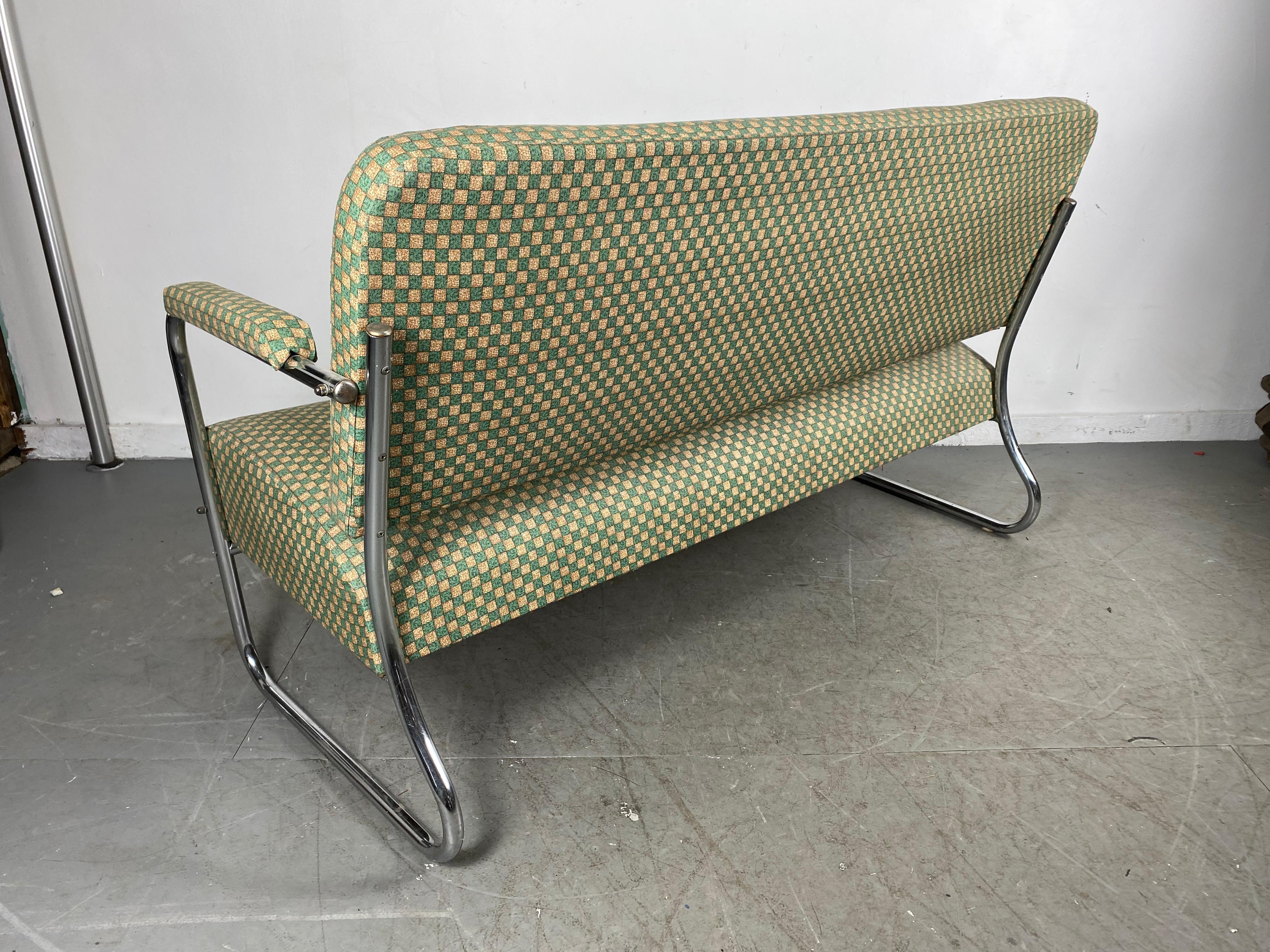 Art Deco / Machine Age Chrome Settee Designed by Gilbert Rohde for Troy Sunshade 2