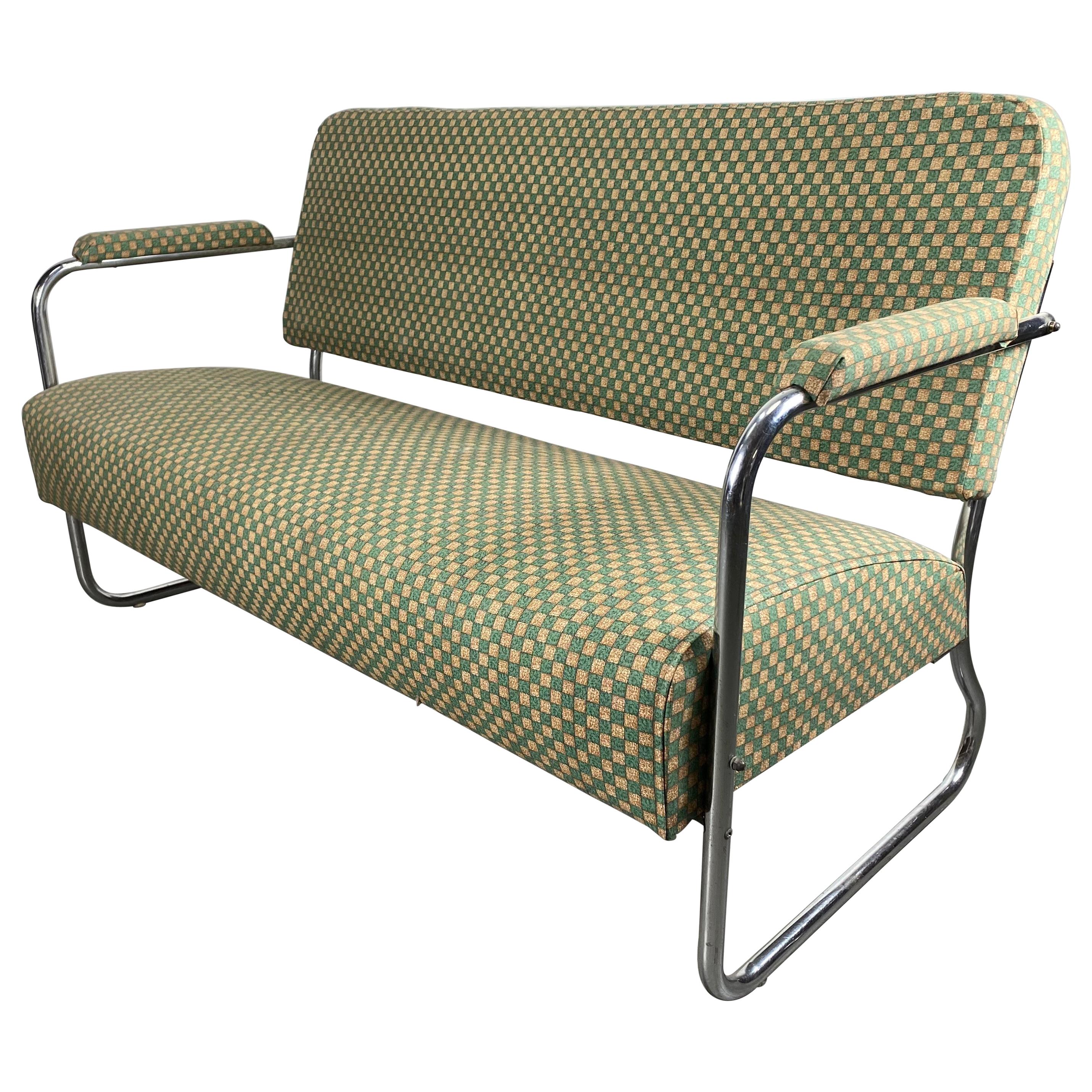 Art Deco / Machine Age Chrome Settee Designed by Gilbert Rohde for Troy Sunshade