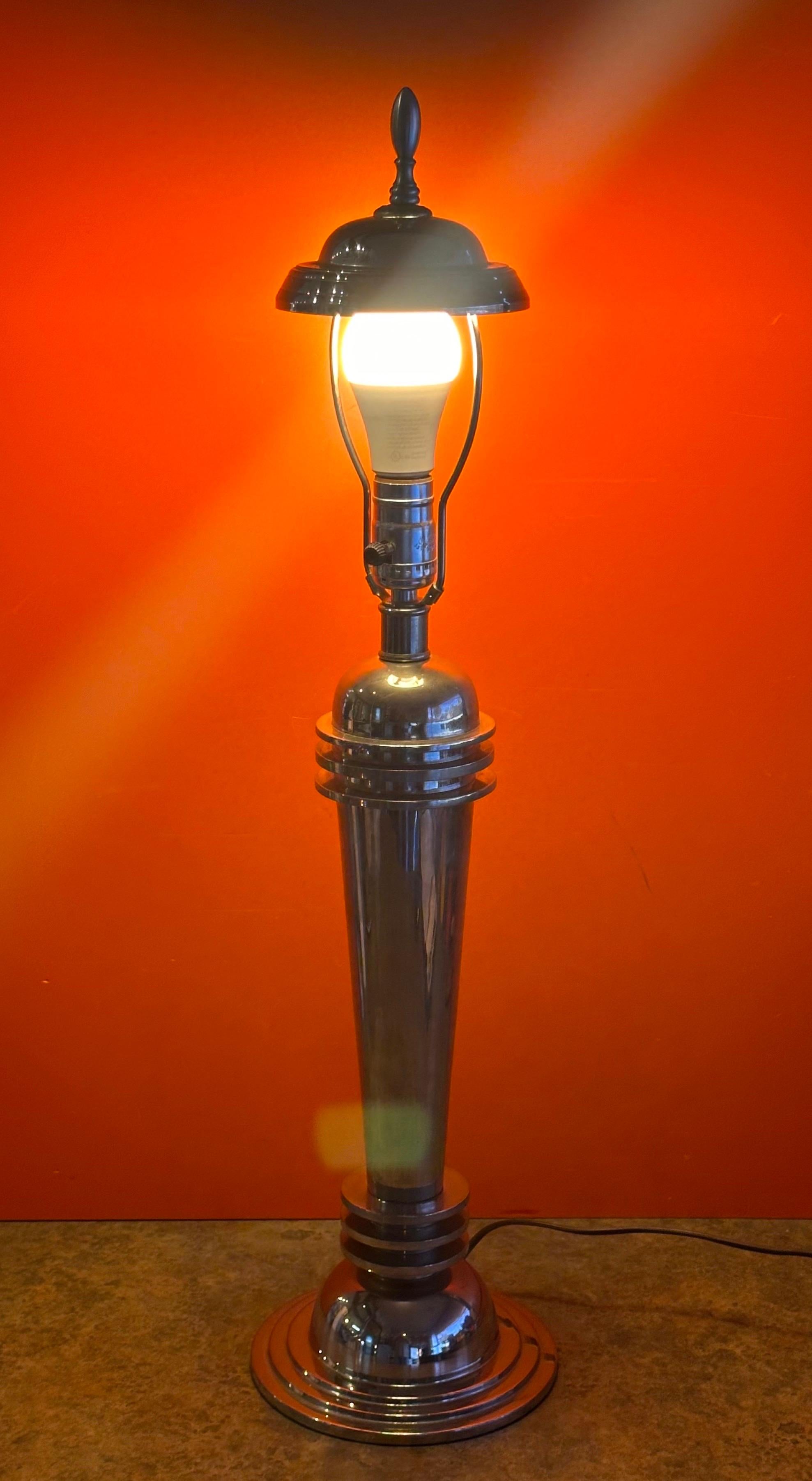 20th Century Art Deco Machine Age Chrome Table Lamp For Sale