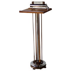 Art Deco Machine Age Chrome with Copper Trim Maitre'd Stand or Check in Podium