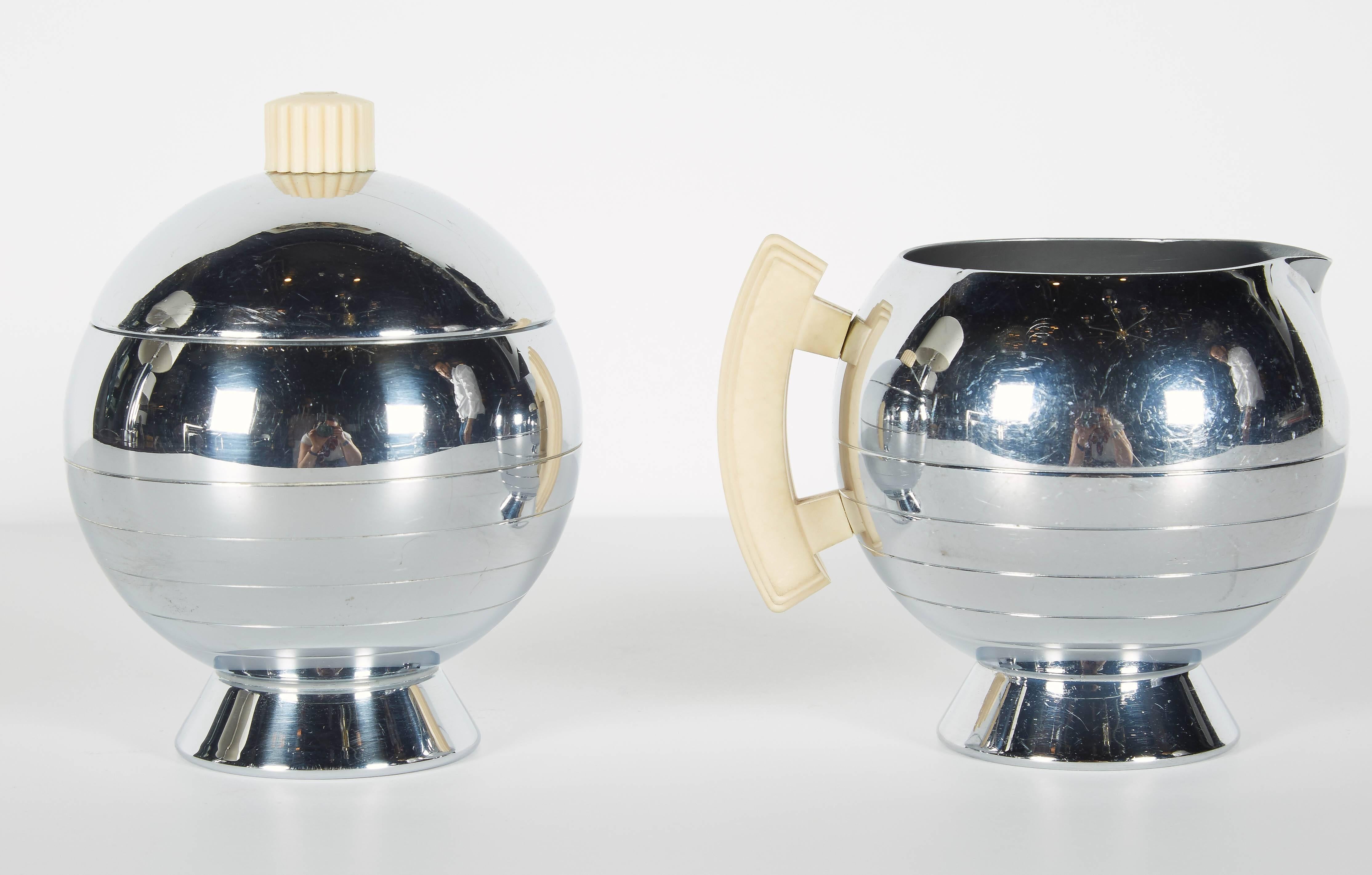 Mid-20th Century Art Deco Machine Age Coffee Service Set by Walter Von Nessen for Chase