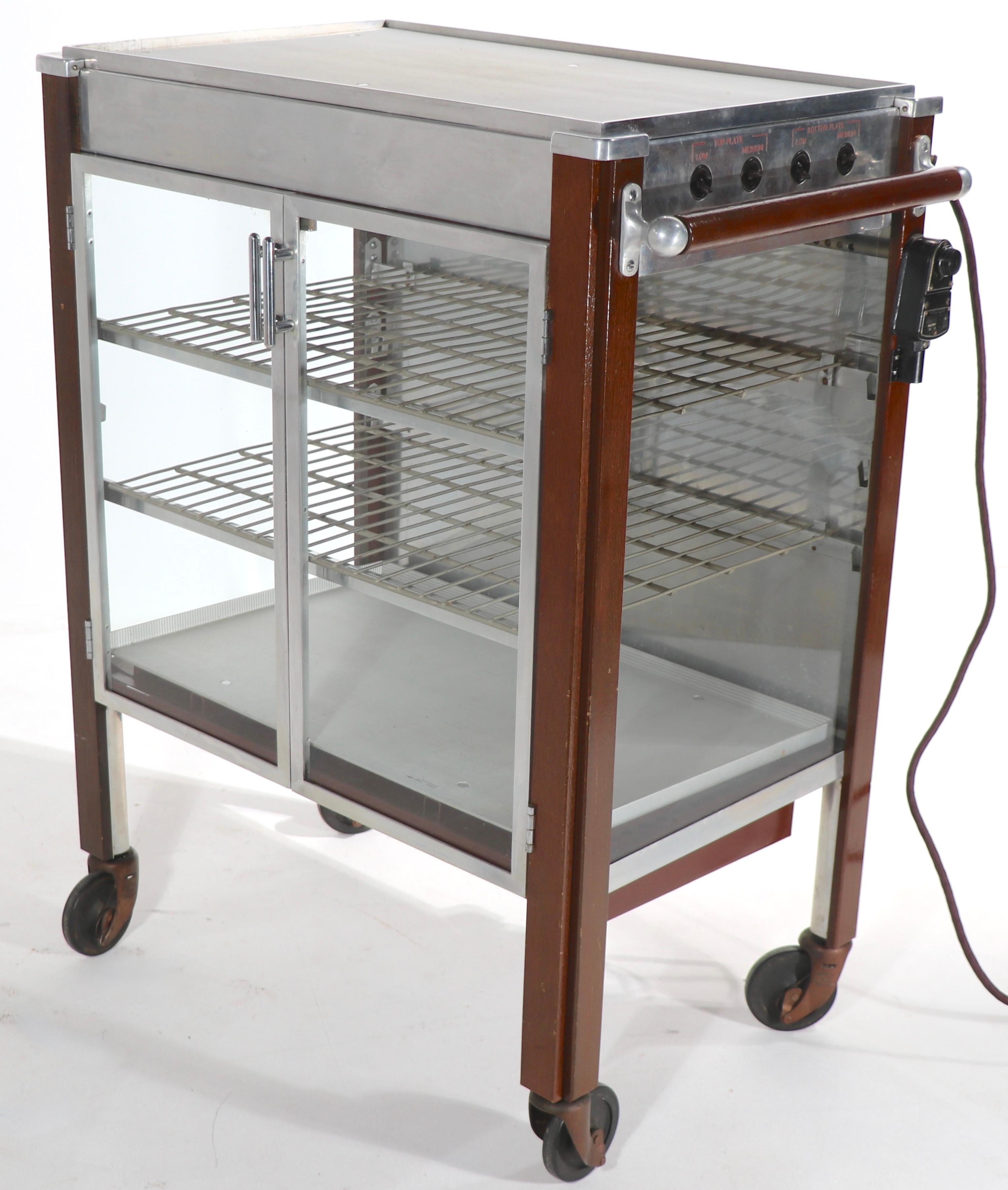 Art Deco Machine Age Commercial Grade Heated Serving Cart 2