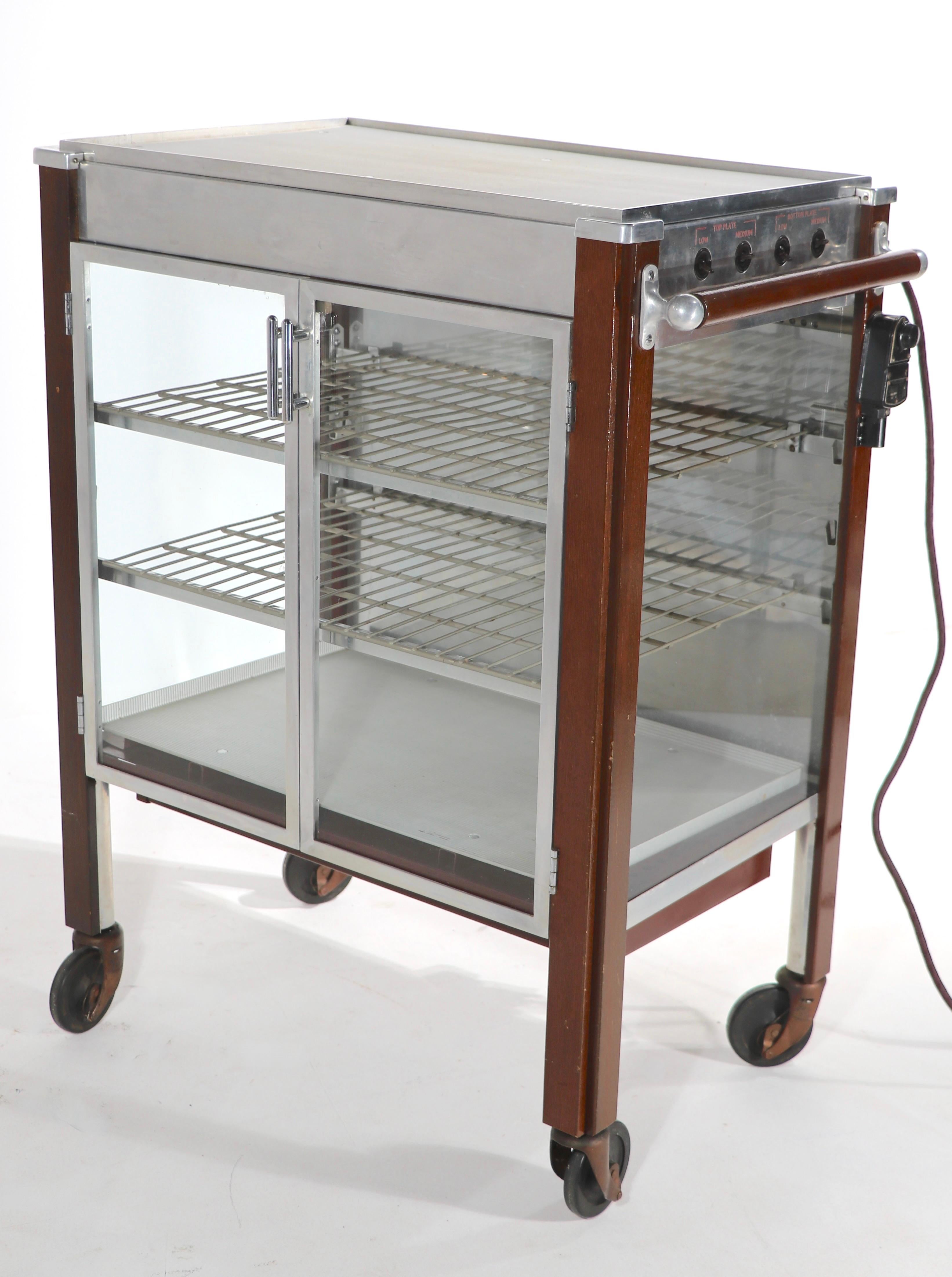 Art Deco Machine Age Commercial Grade Heated Serving Cart 3