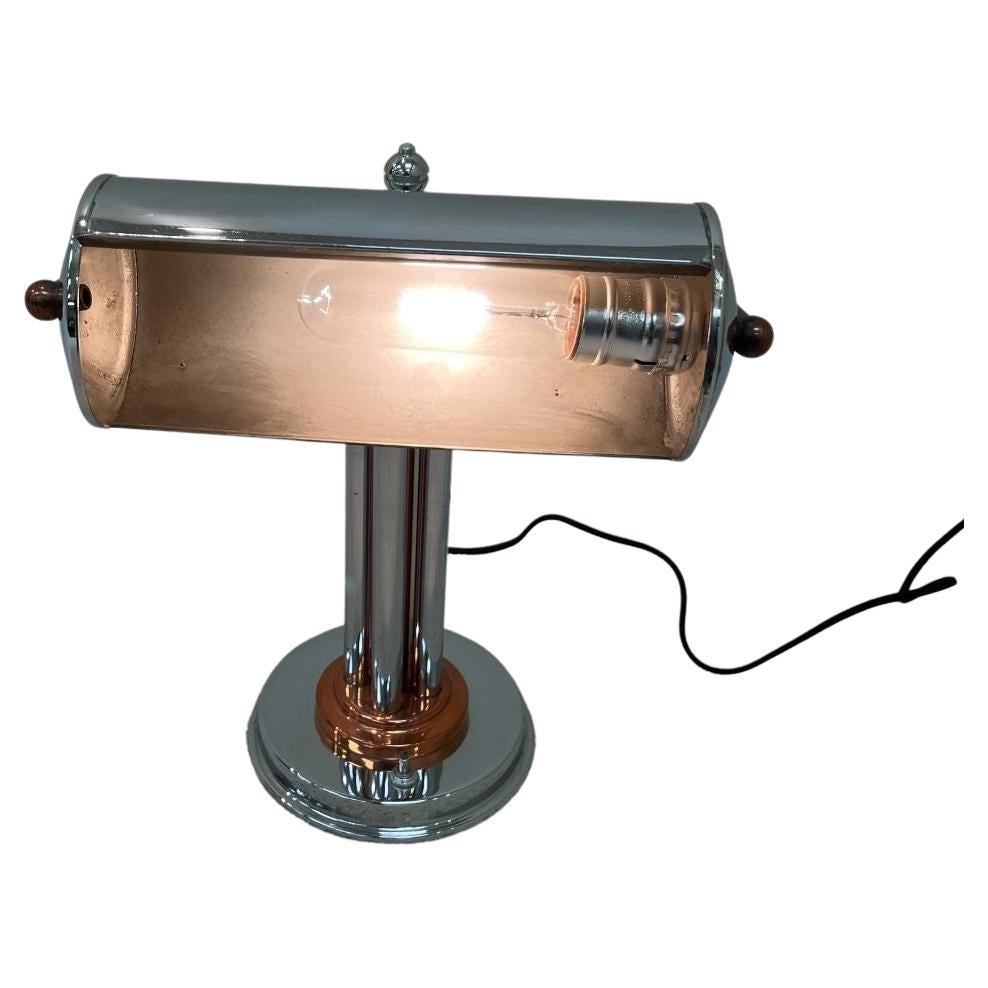 American Art Deco Machine Age Copper and Chrome Lamp in the Style of Markel, circa 1930s For Sale