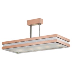 Art Deco Machine Age Copper, Chrome and Frosted Glass Chandelier