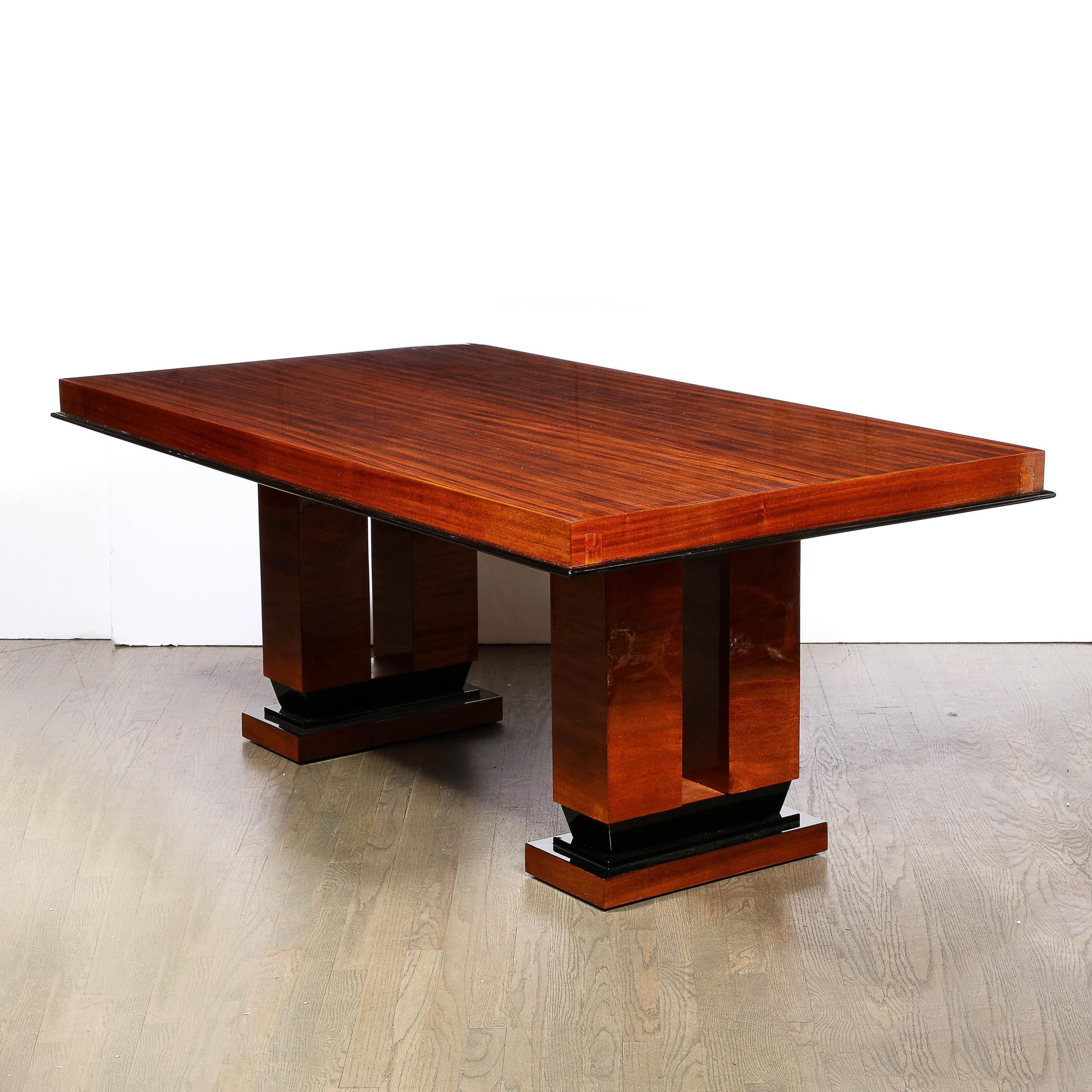 Art Deco Machine Age Cubist Dining Table in Book-Matched Rosewood For Sale 4
