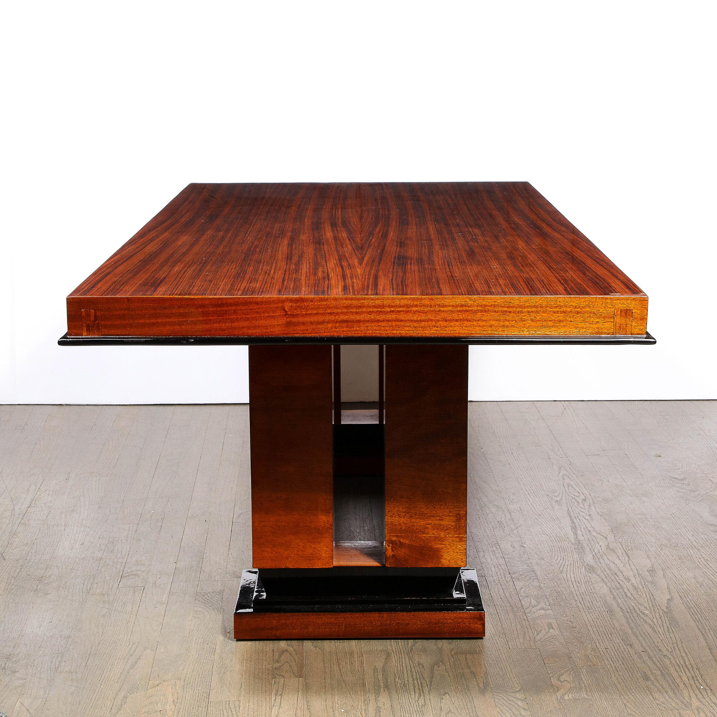 Art Deco Machine Age Cubist Dining Table in Book-Matched Rosewood For Sale 2
