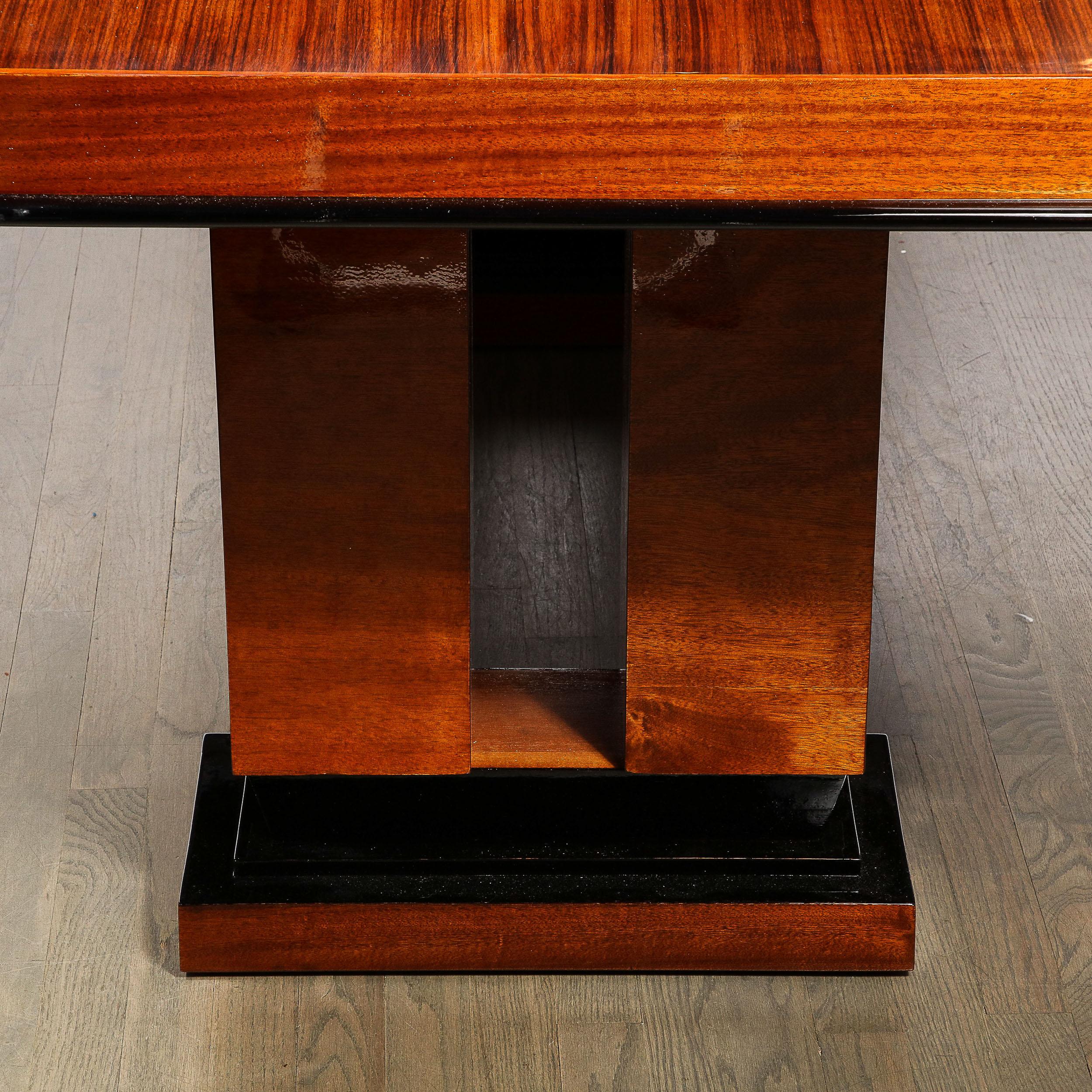 Art Deco Machine Age Cubist Dining Table in Book-Matched Rosewood For Sale 3